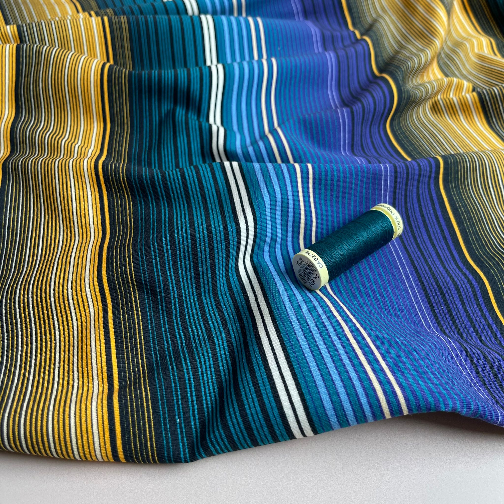 REMNANT 0.38 Metre - Danish Design - Ocean Stripes Cotton Jersey Fabric