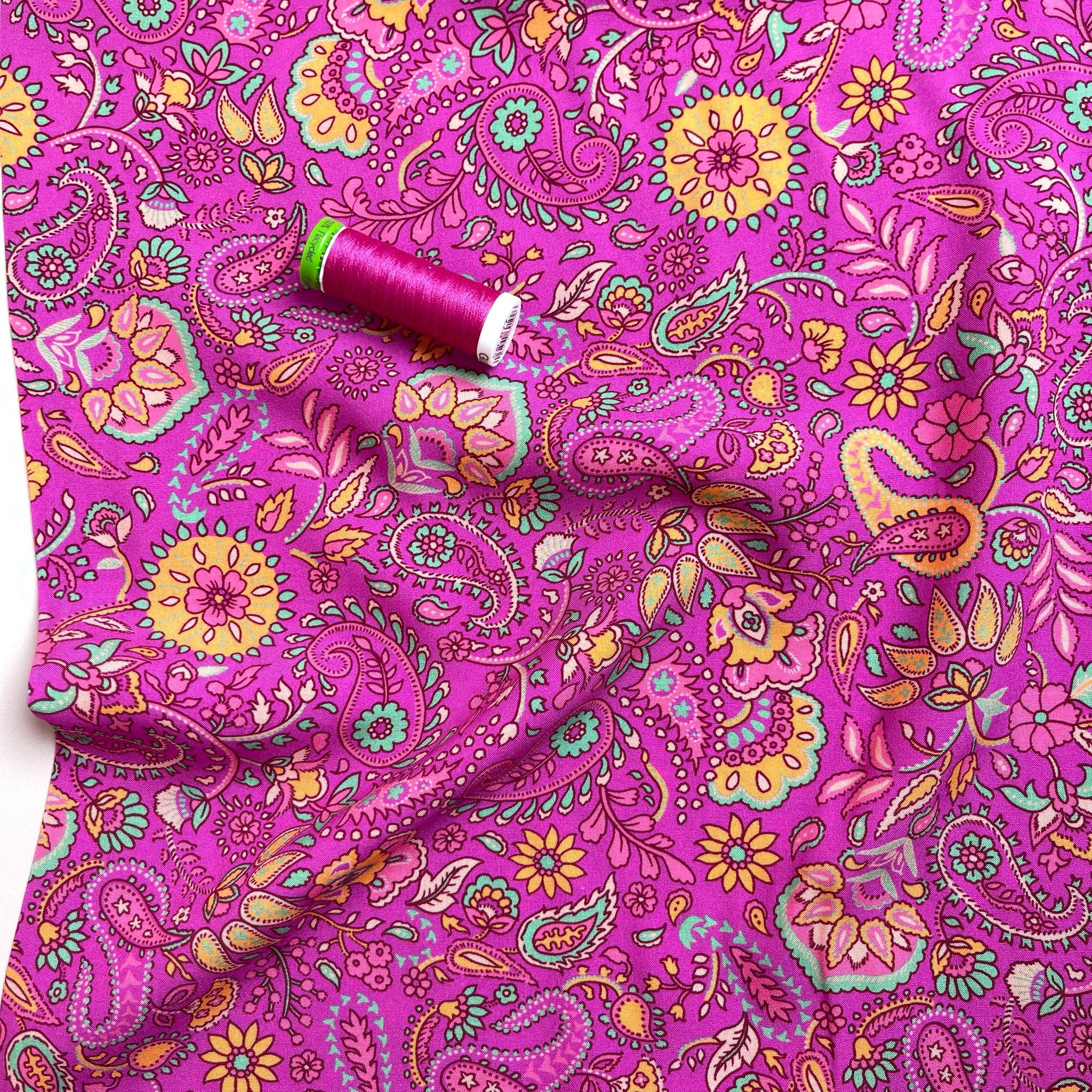 Fuchsia Paisley LENZING™ ECOVERO™ Viscose Fabric