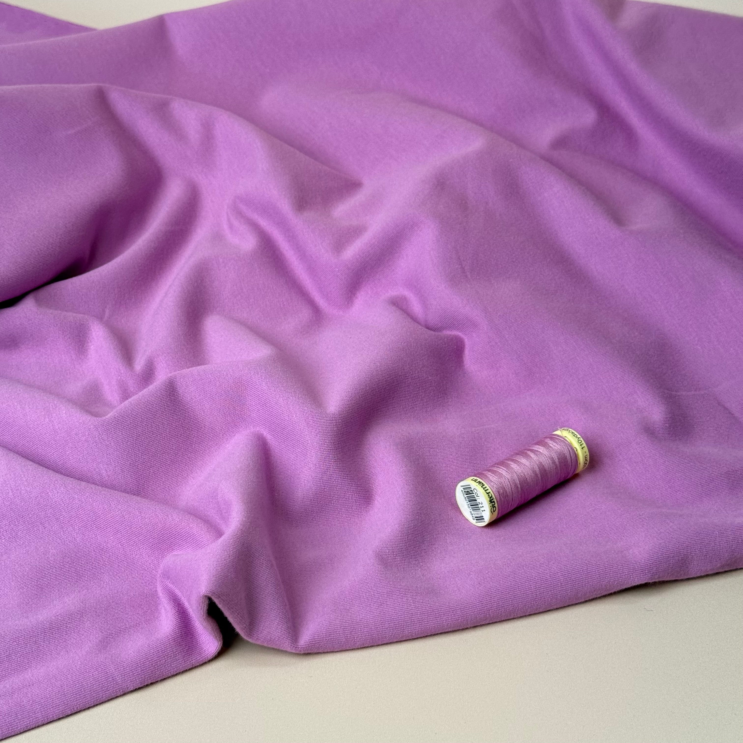 Peach Soft GOTS Organic Cotton Sweat-shirting in Light Violet