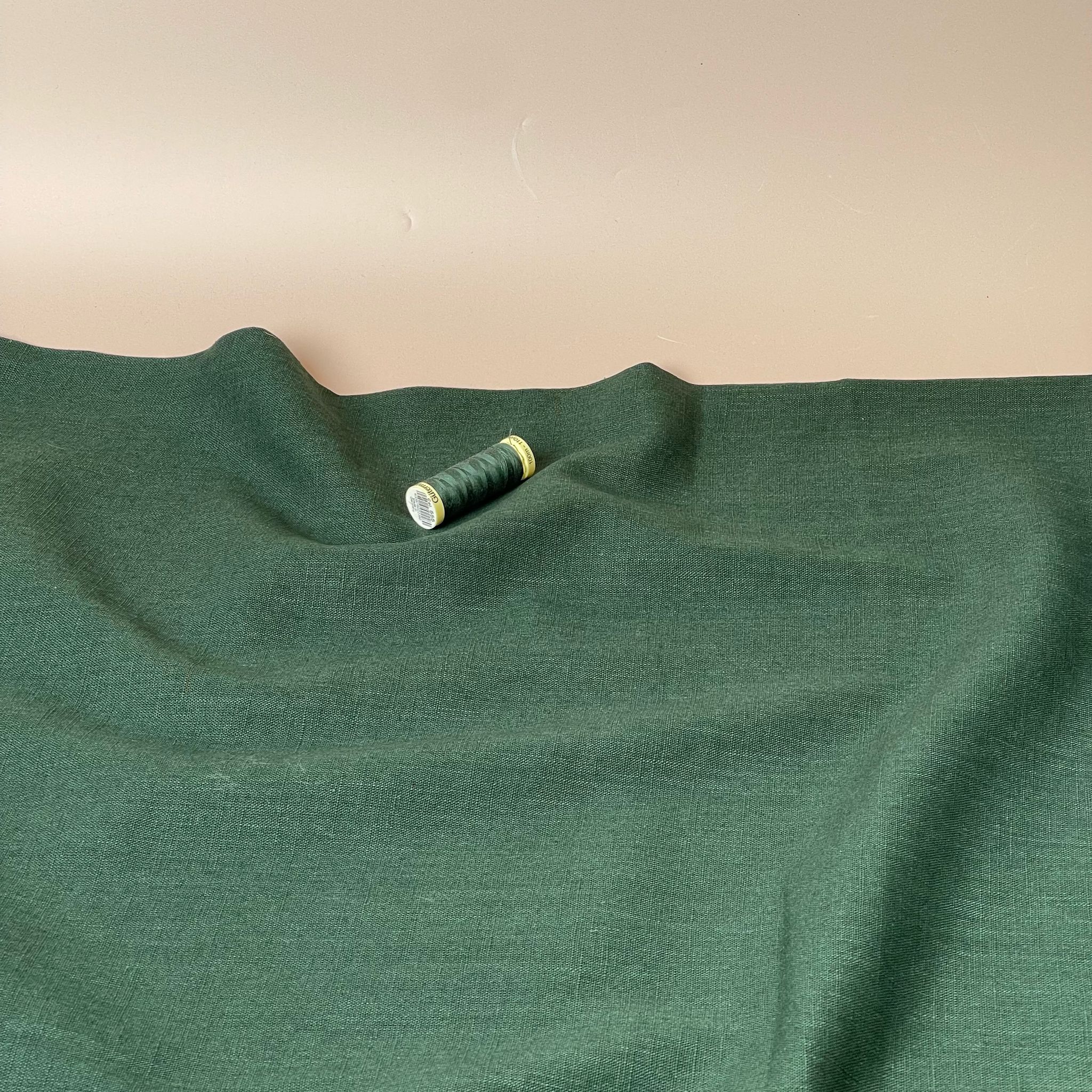 REMNANT 0.95 Metre - Breeze Forest Green - Enzyme Washed Linen Cotton Fabric