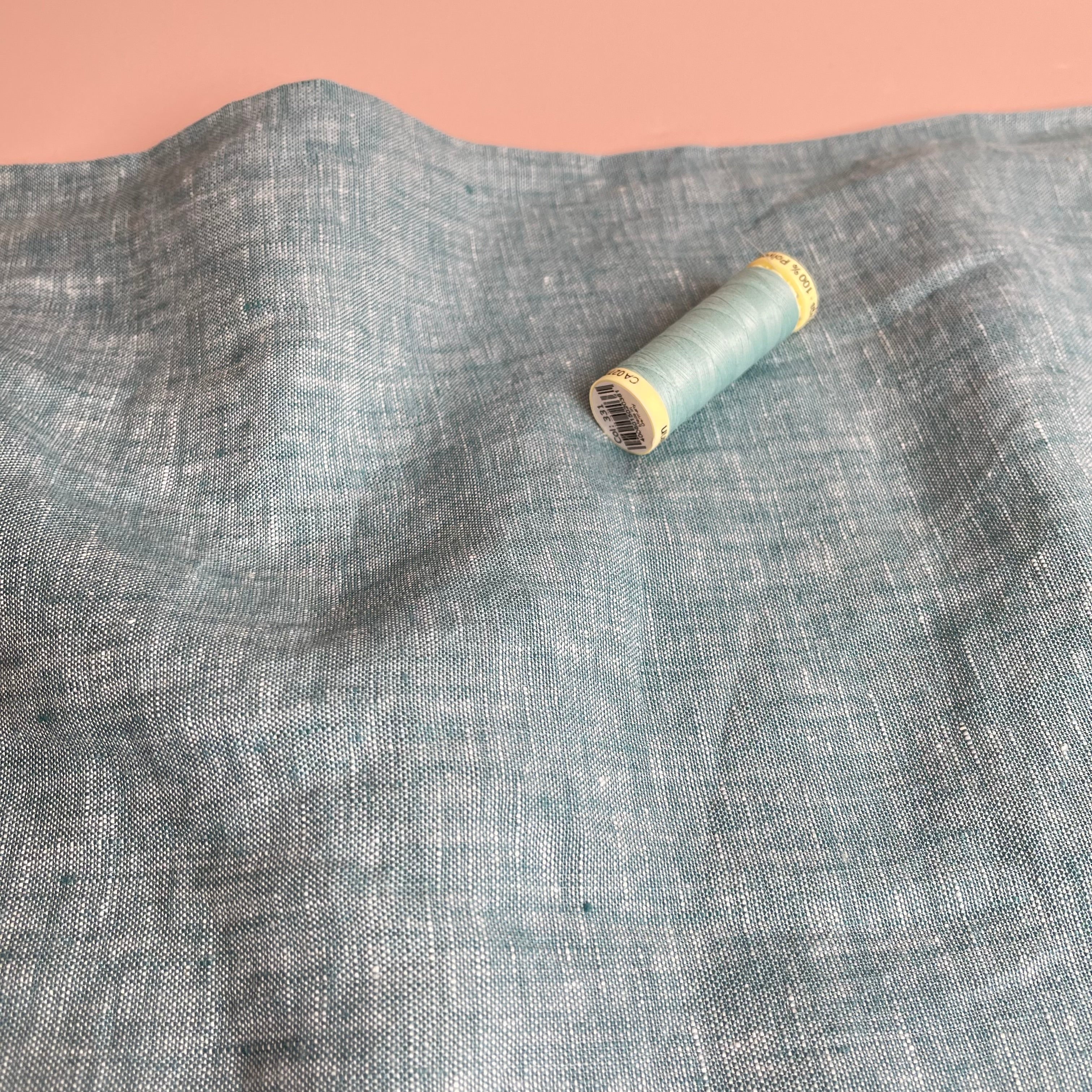 Yarn Dyed Pure Linen Fabric in Mineral Blue