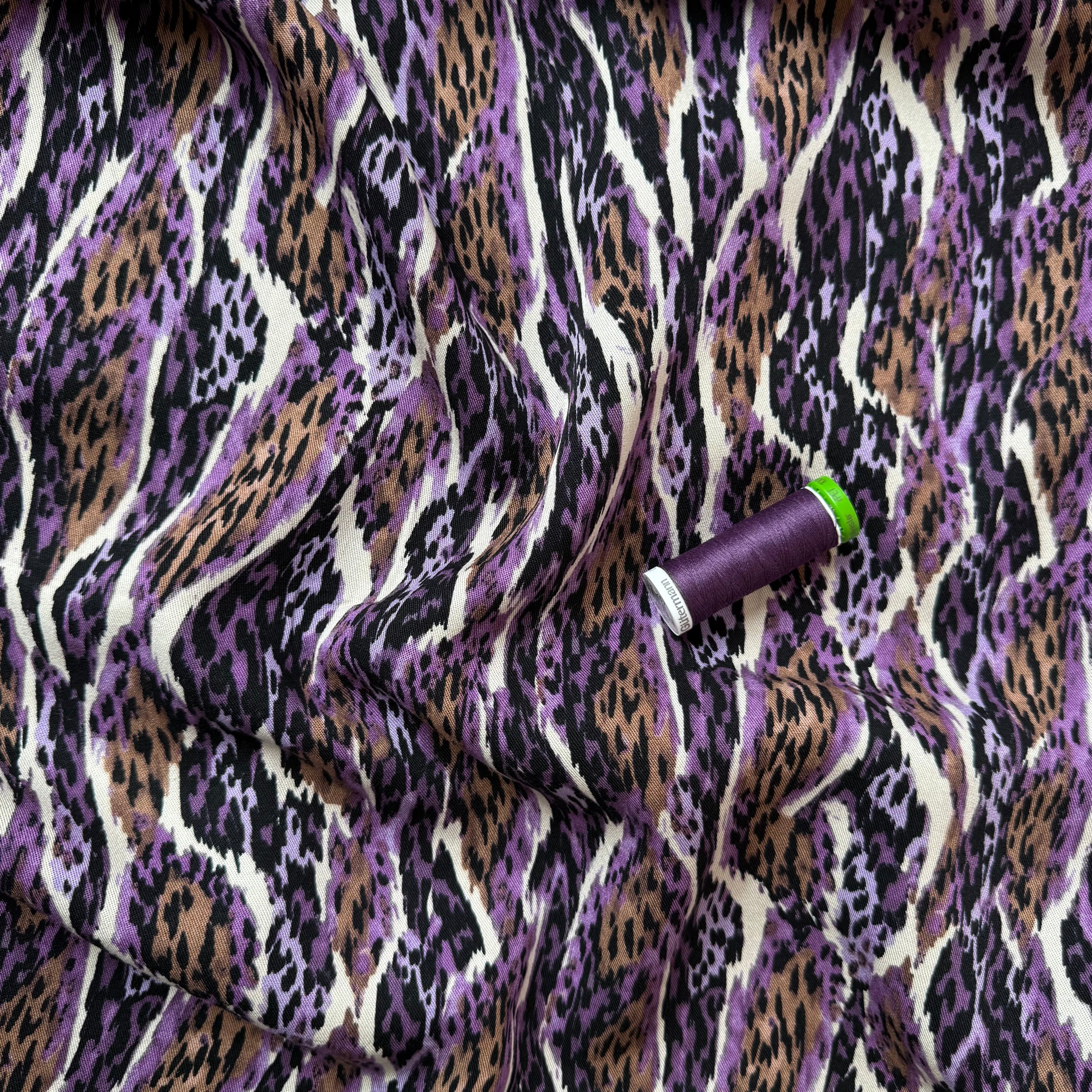 Purple Jungle Viscose Twill