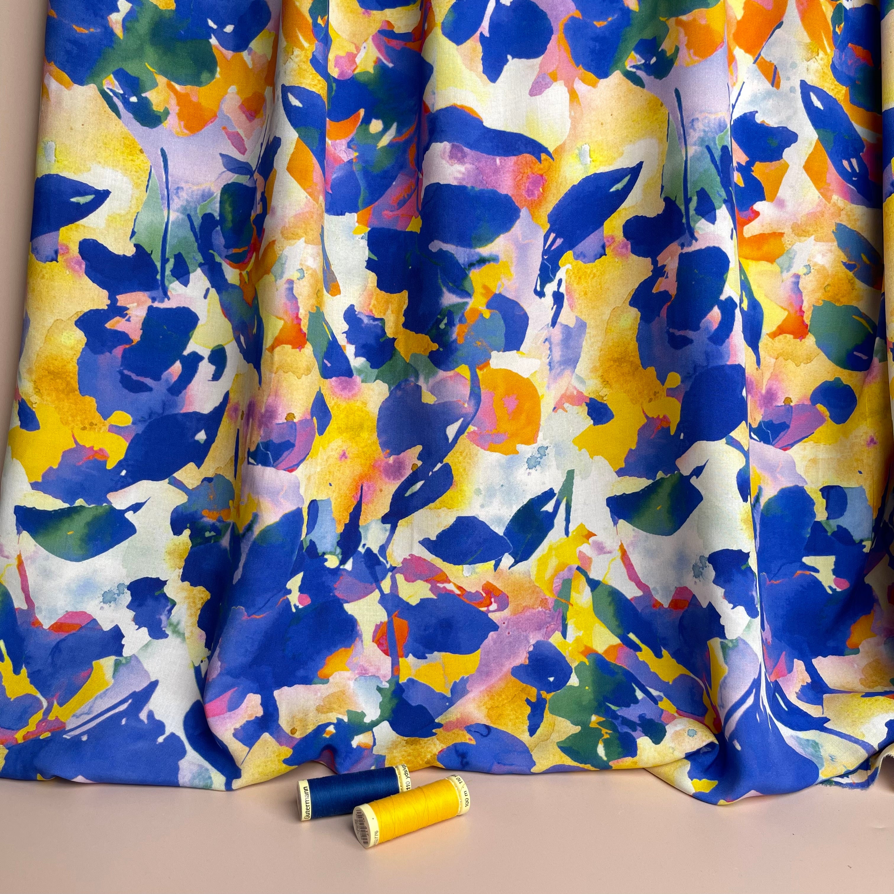 Golden Foliage Viscose Fabric