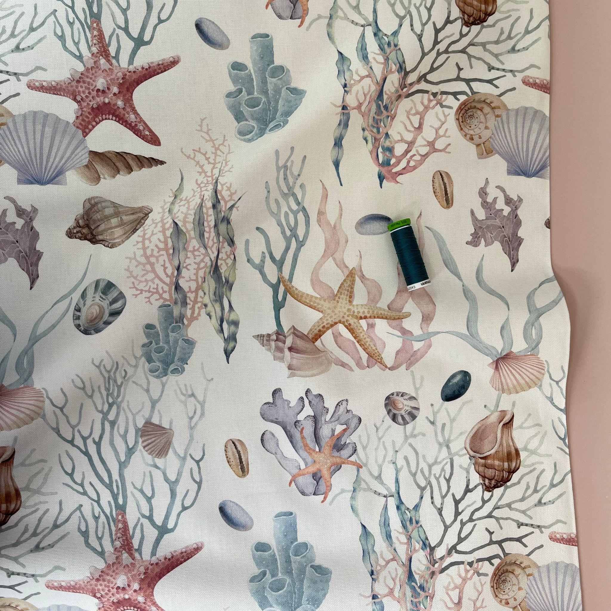 Sealife on Natural Cotton Canvas