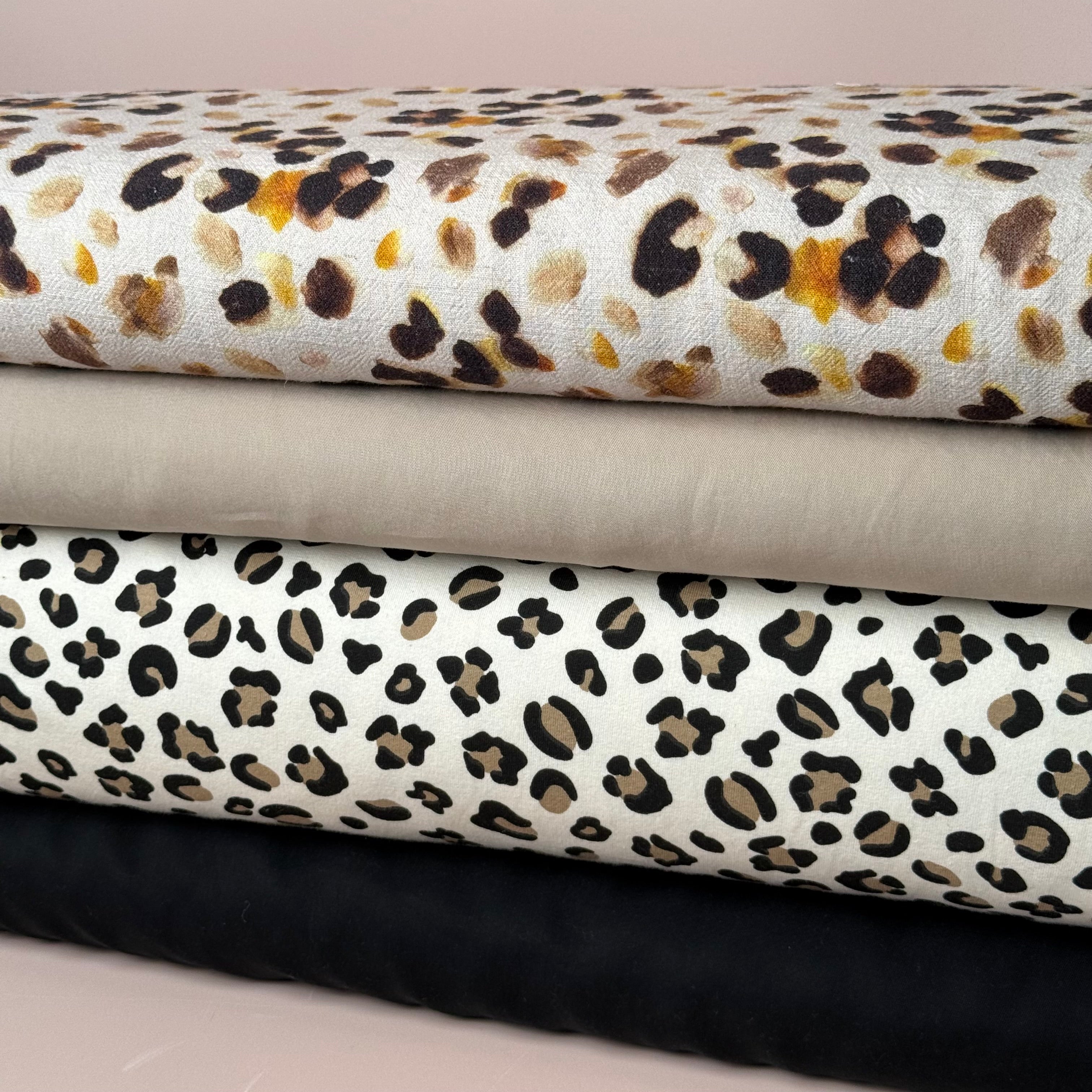 Abstract Animal Viscose Linen Crepe Fabric