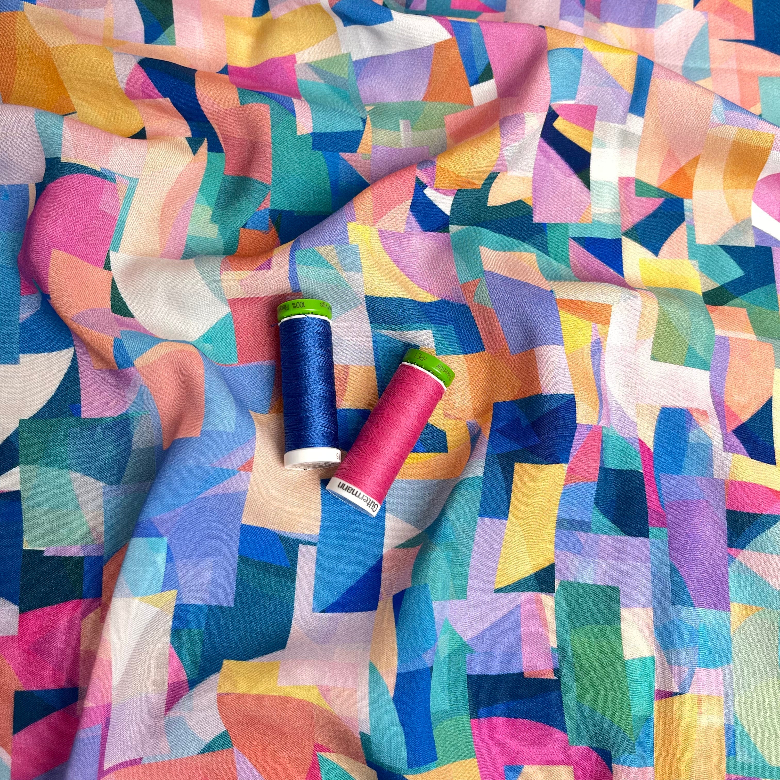 Summer Party - Seaglass Blue Viscose Fabric