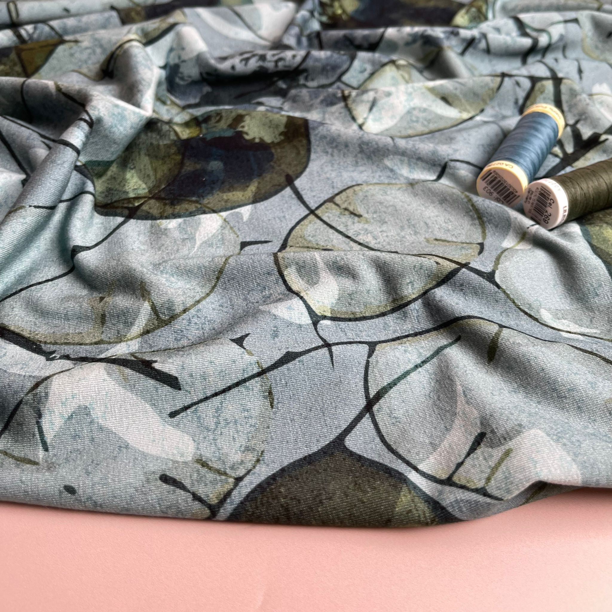 REMNANT 2.64 Metres - Danish Design - Frosted Leaves ECOVERVO™ Viscose Jersey