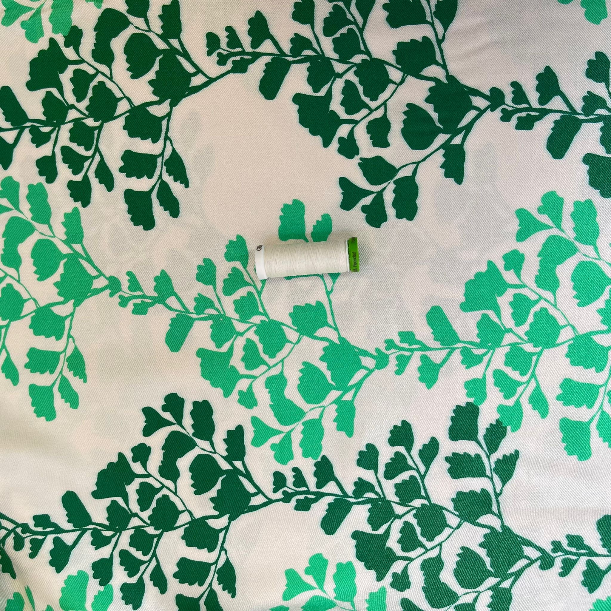 Light & Lush - Emerald Leaves Viscose Twill Fabric