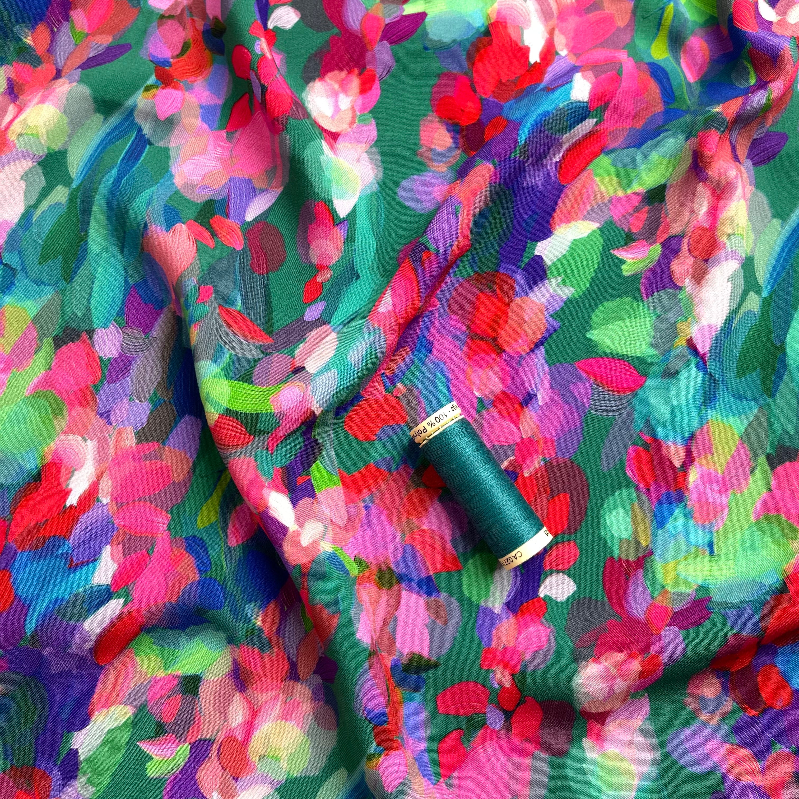 Summer Party - Lupine Petals Green ECOVERO™ Viscose