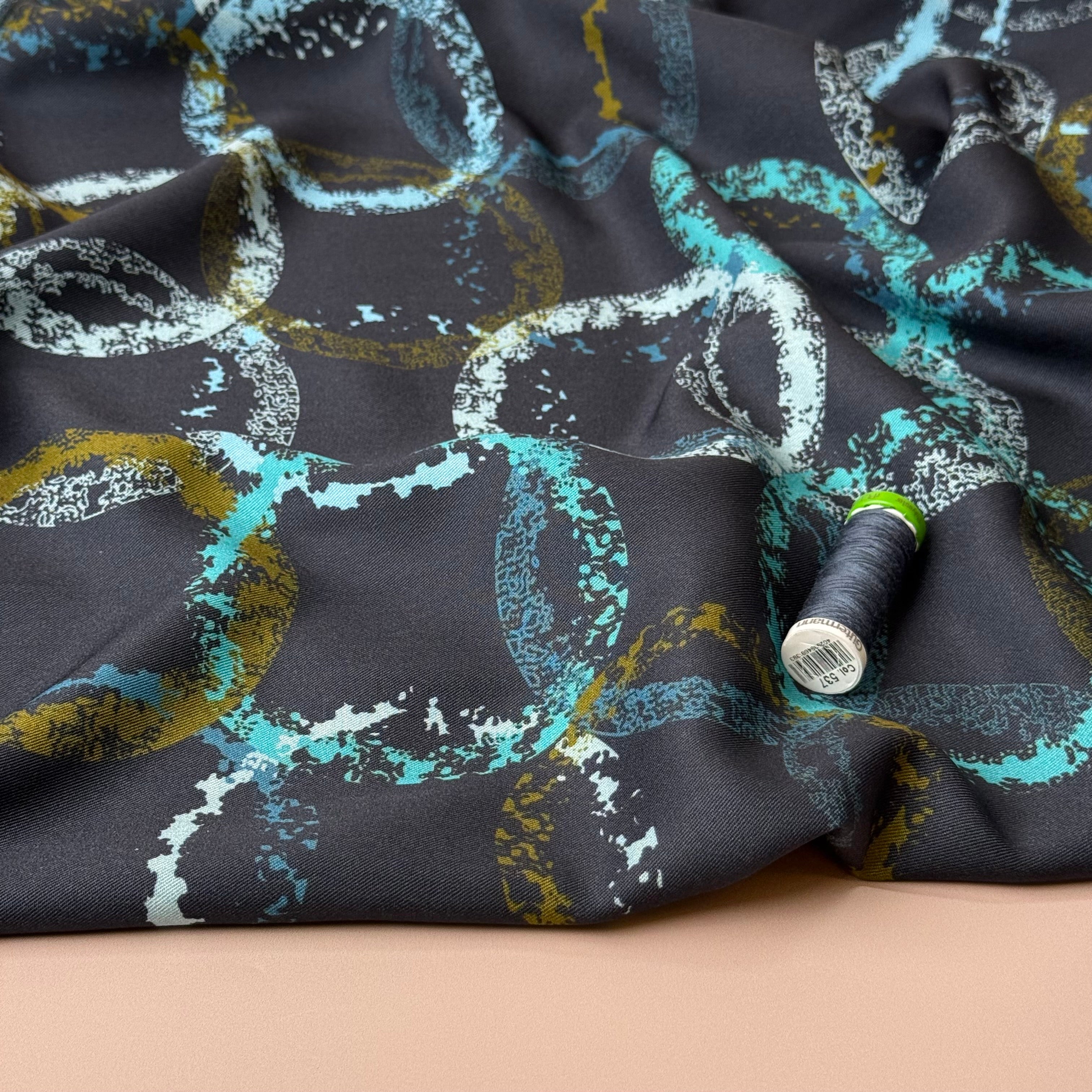 Light & Lush - Ocean Circles Viscose Twill Fabric