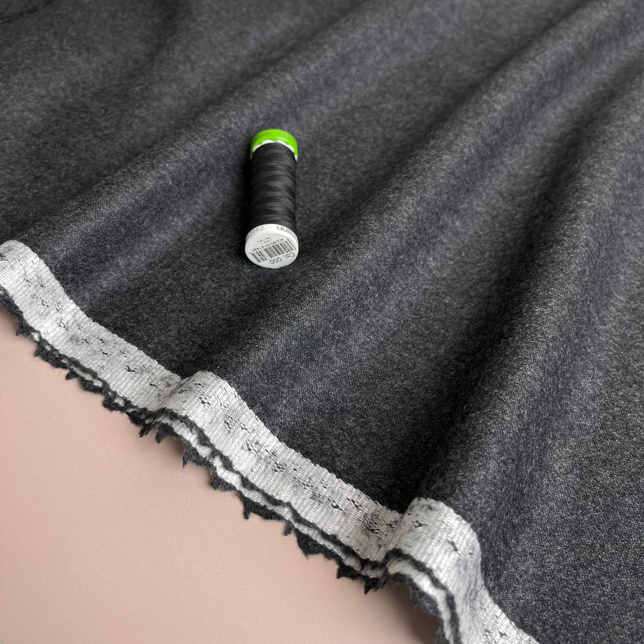 Deadstock Pure Wool Flannel Suiting Fabric in Charcoal