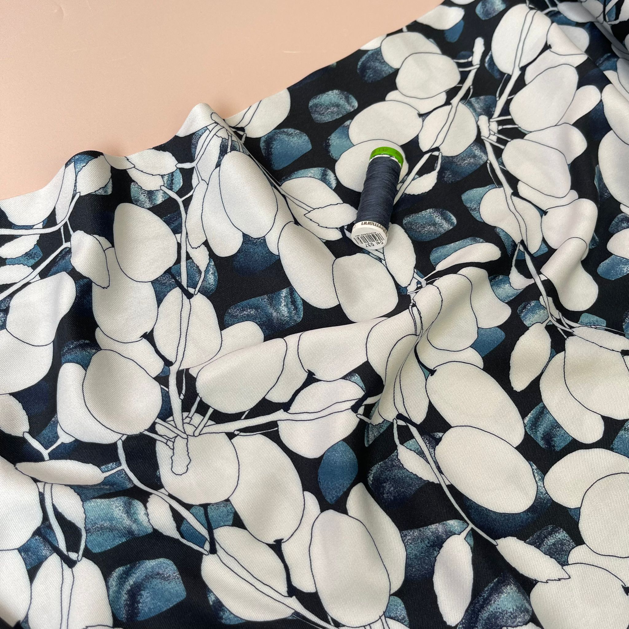 Light & Lush - Berries on Navy Viscose Twill Fabric