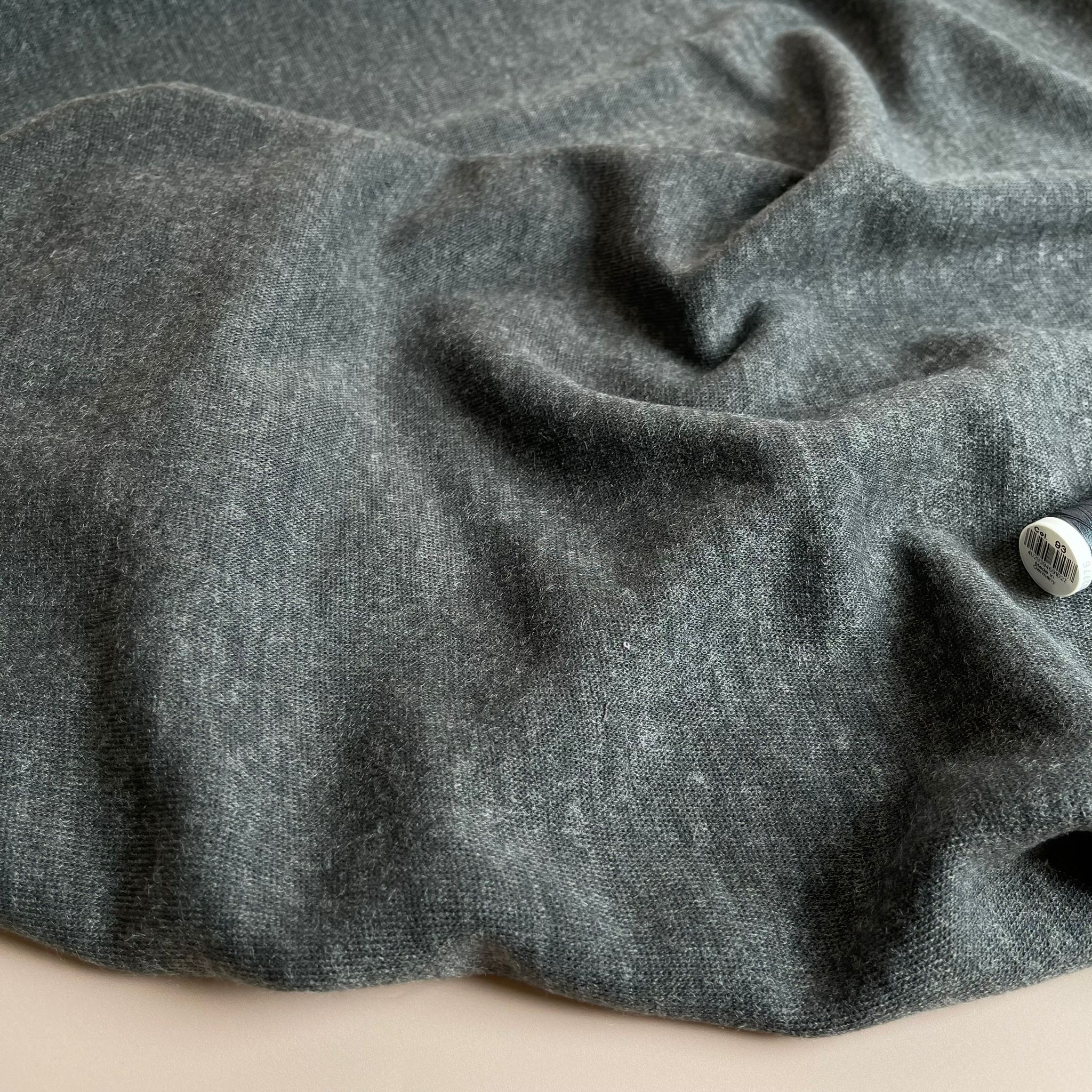 Soft Touch Viscose Blend Sweater Knit in Melange Grey
