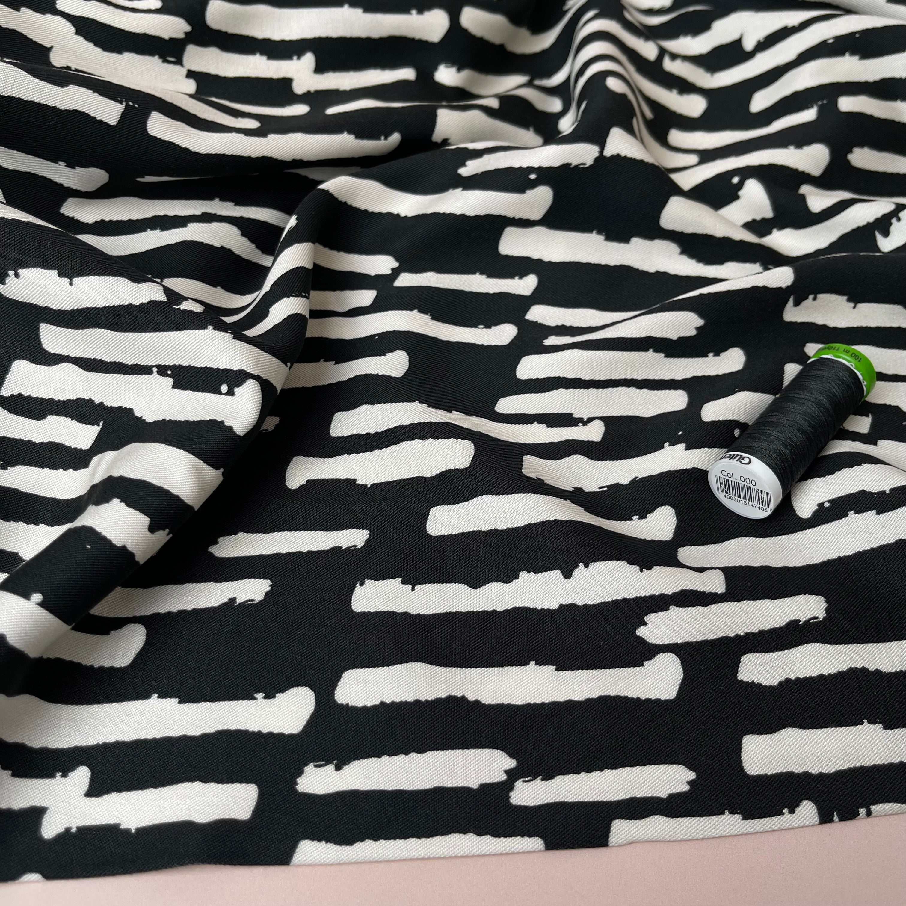 Light & Lush - Monochrome Bricks Viscose Twill Fabric