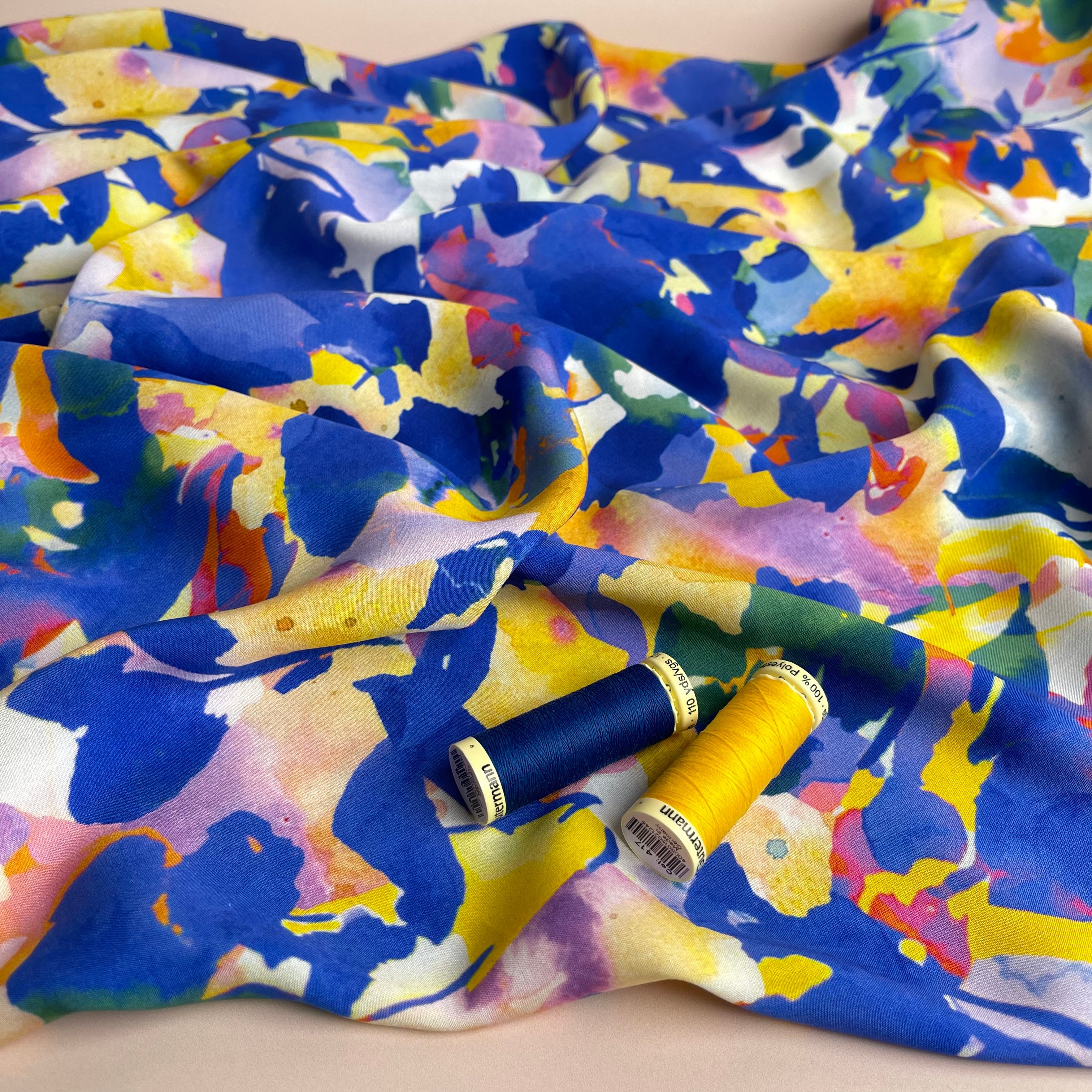 Golden Foliage Viscose Fabric