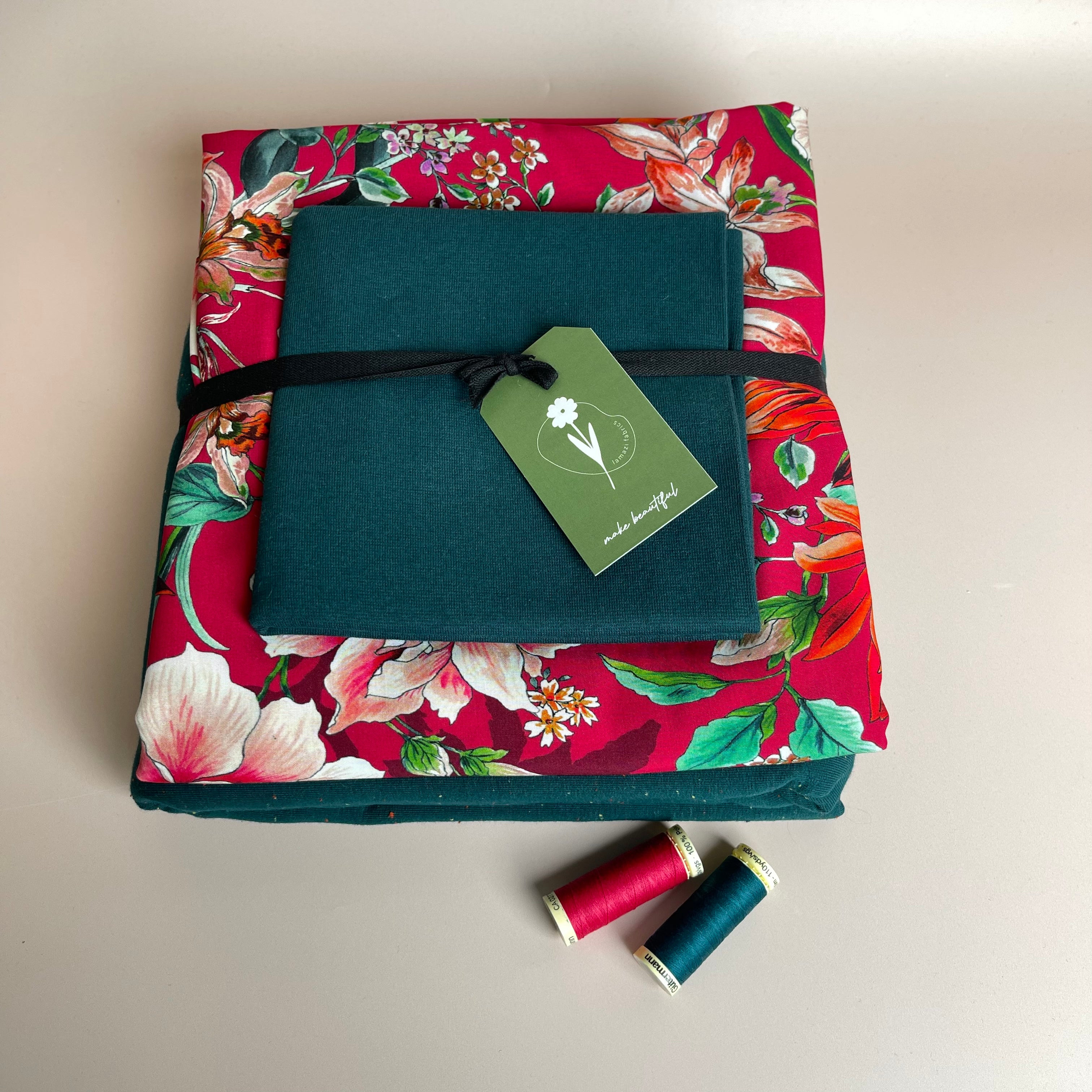 Make an Outfit Colour Bundle - Watercolour Tropics Viscose & Cosy Colours Sweat-shirting
