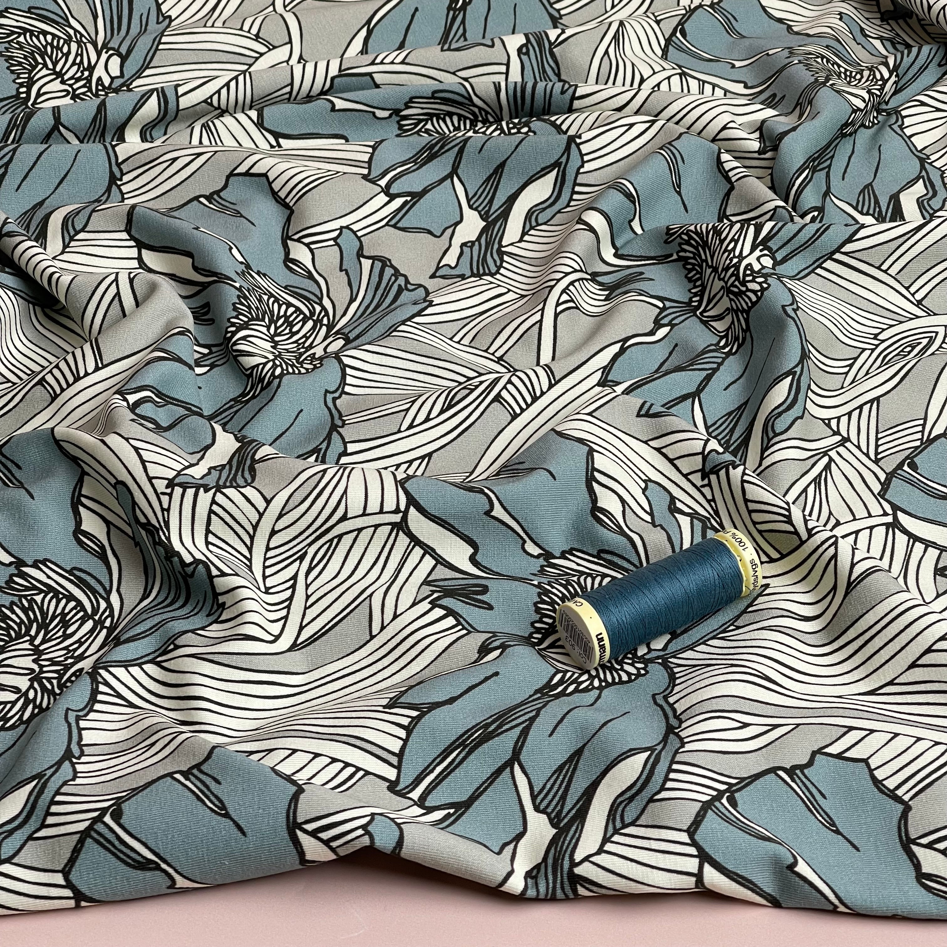 Danish Design - Bold Linear Flower Cotton Jersey