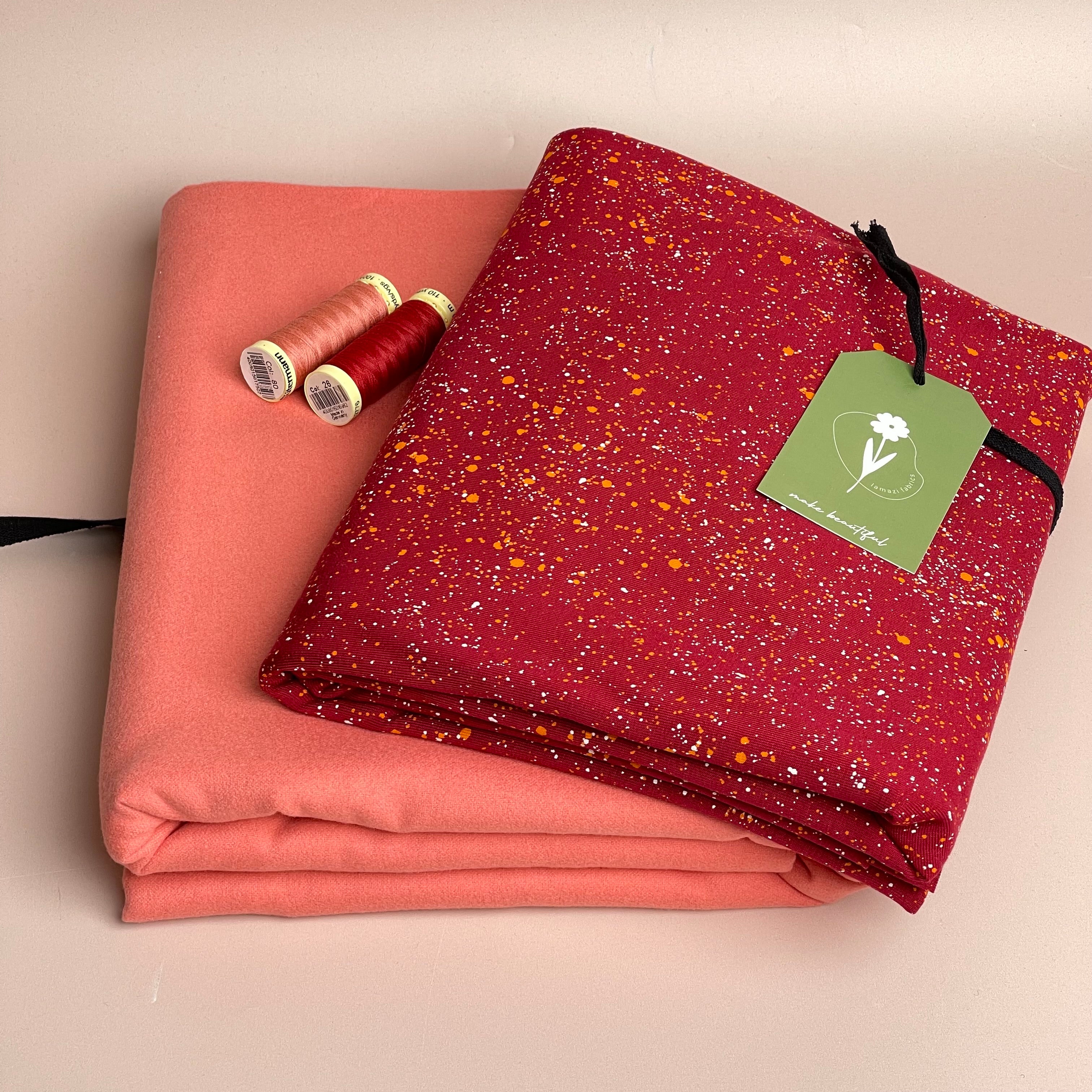 Limited Edition - Luxury Pyjama Kit with Printed Cotton Jersey and Pink Clay Flannel
