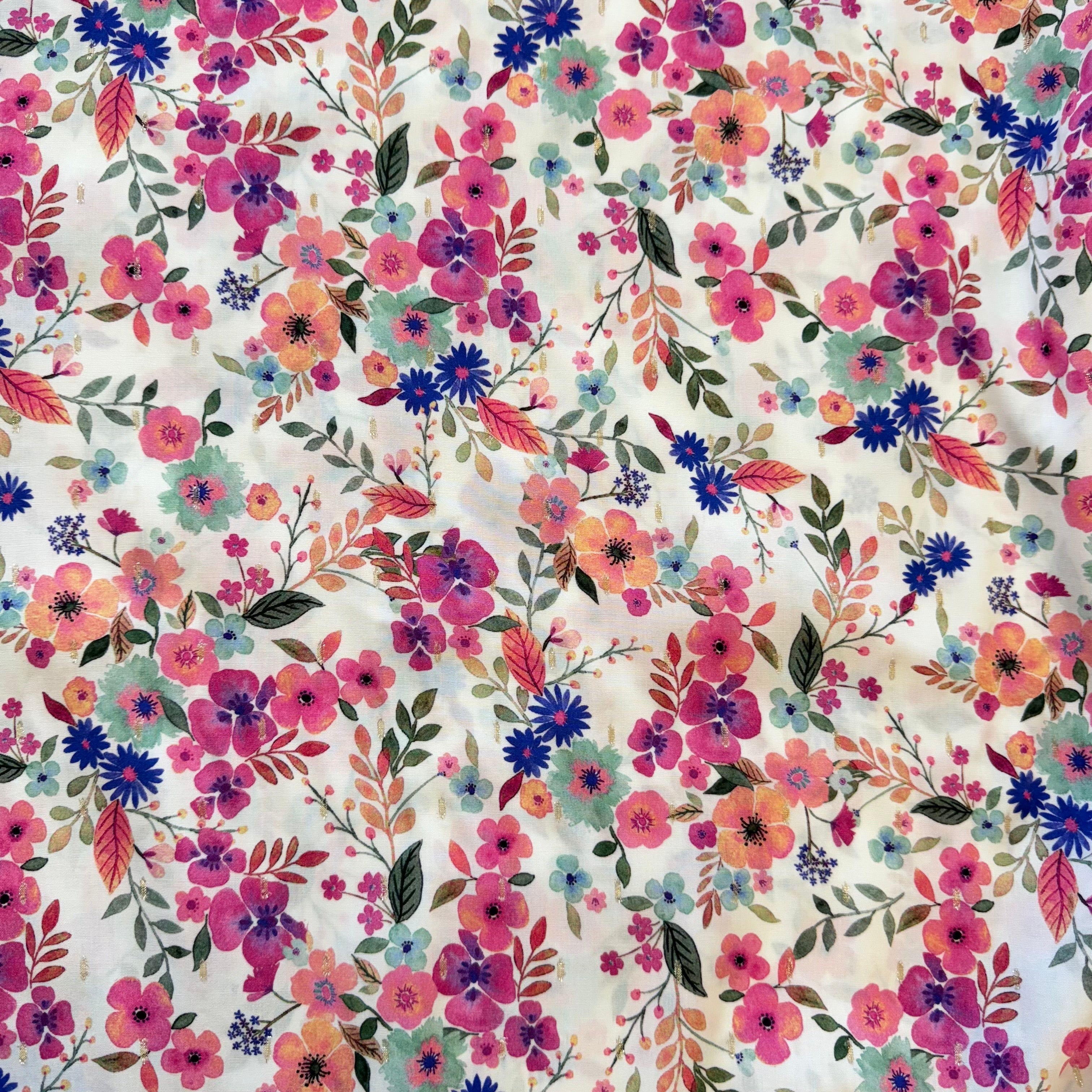 Summer Flowers with Lurex Viscose Fabric