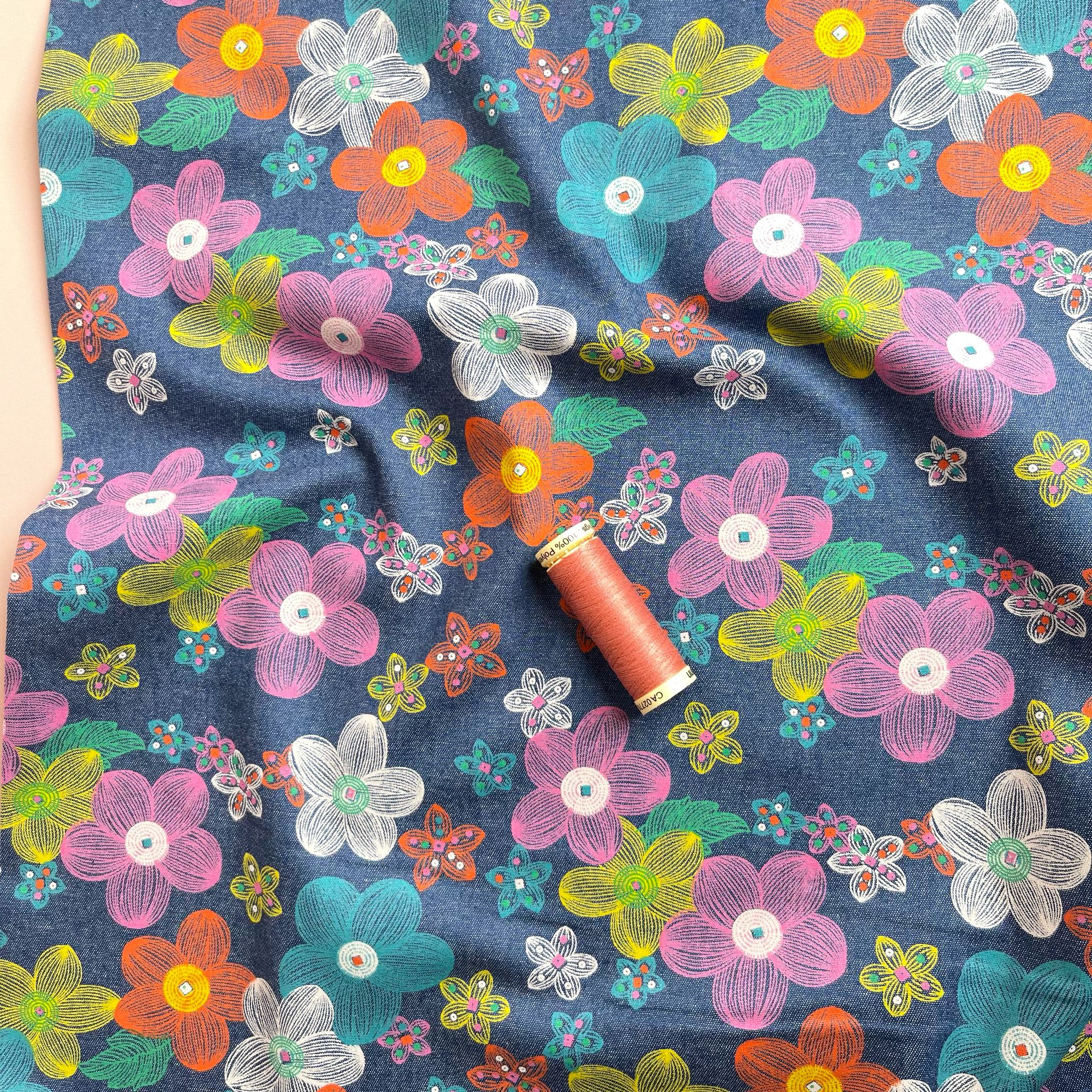 Spring Flowers 4.5oz Cotton Denim