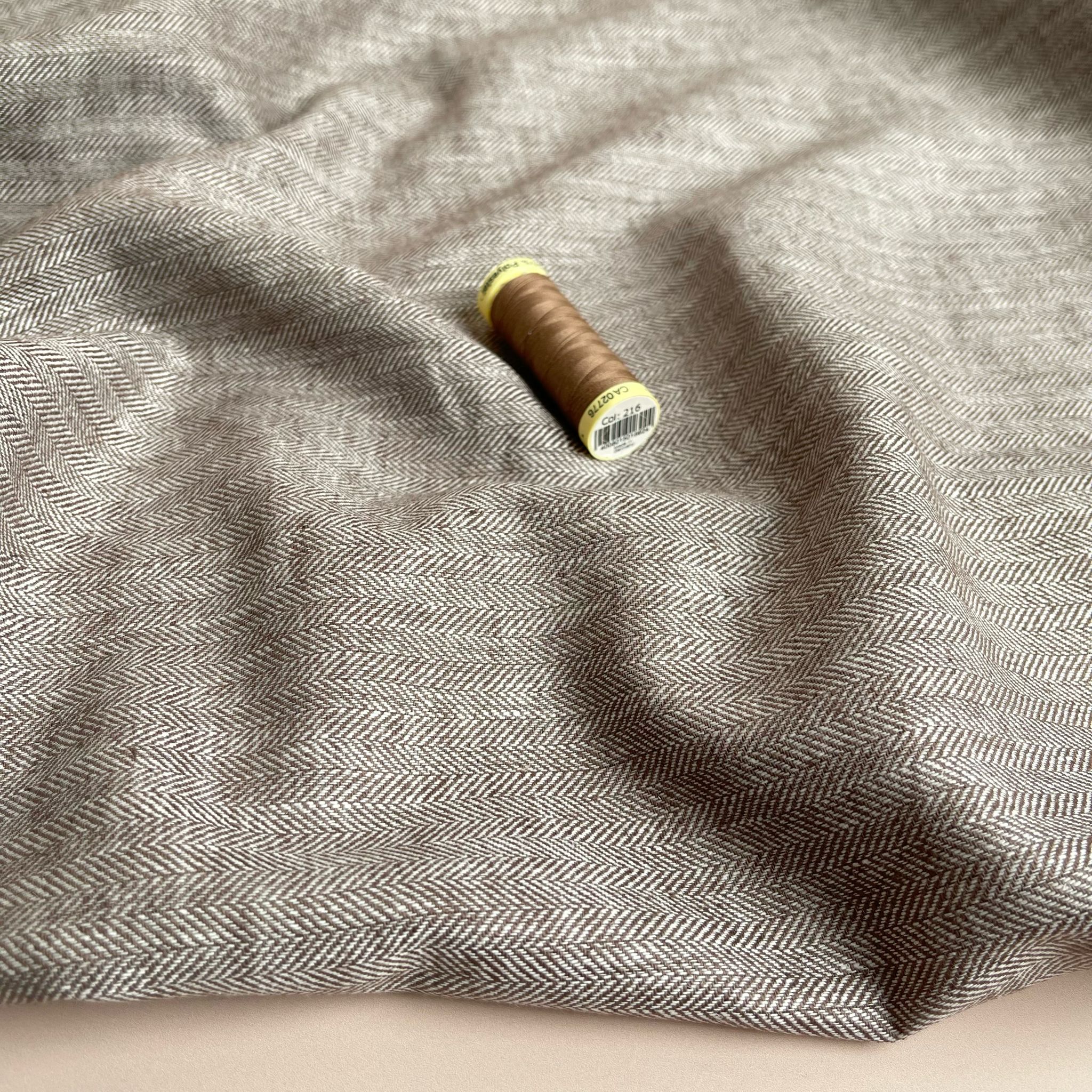 Chevron Brown Linen Cotton Twill