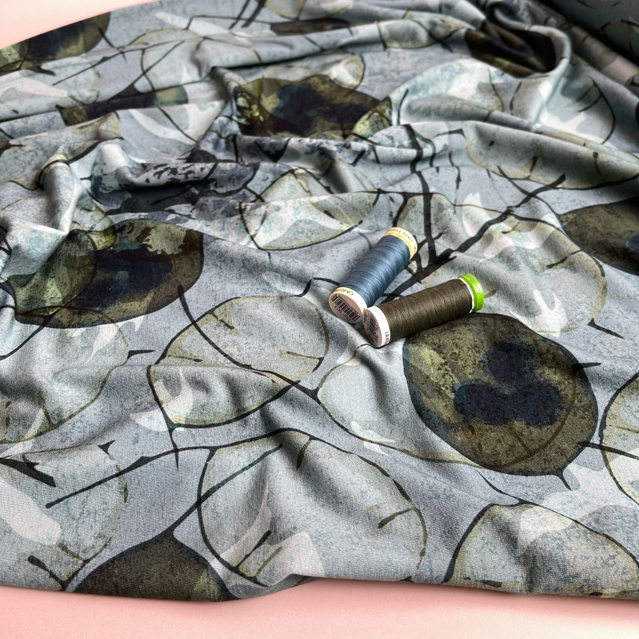 REMNANT 2.64 Metres - Danish Design - Frosted Leaves ECOVERVO™ Viscose Jersey