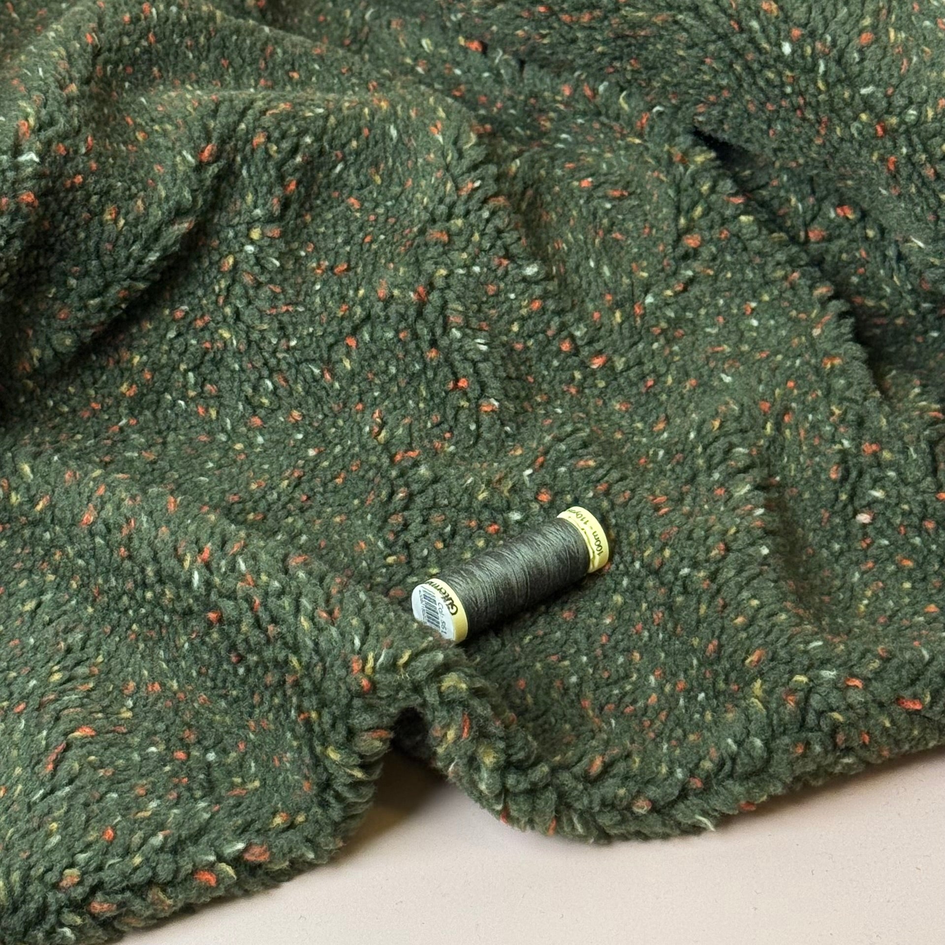 Speckles Forest Green Teddy Coating Fabric