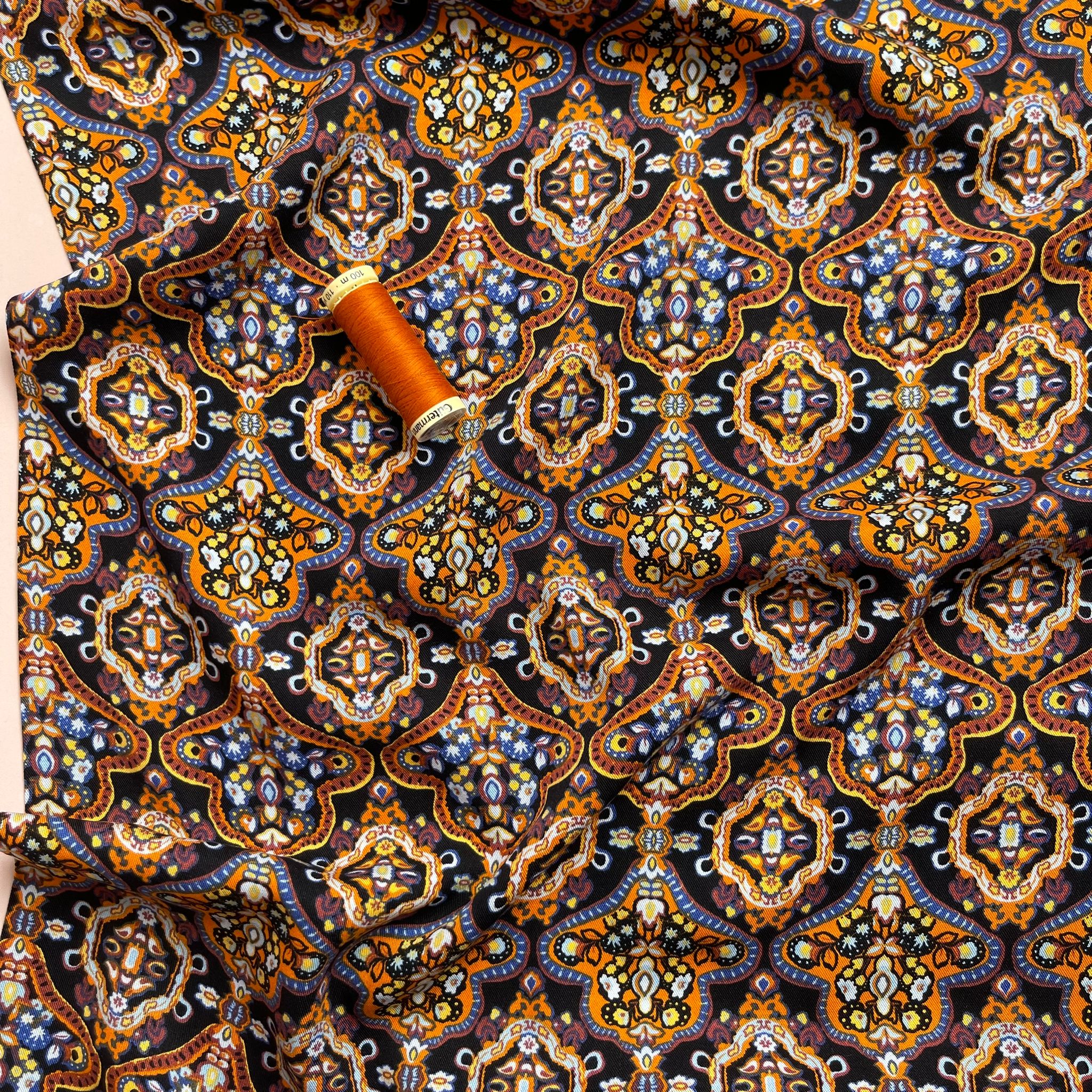 REMNANT 0.44 Metre - Damascus in Cognac Viscose Twill Fabric