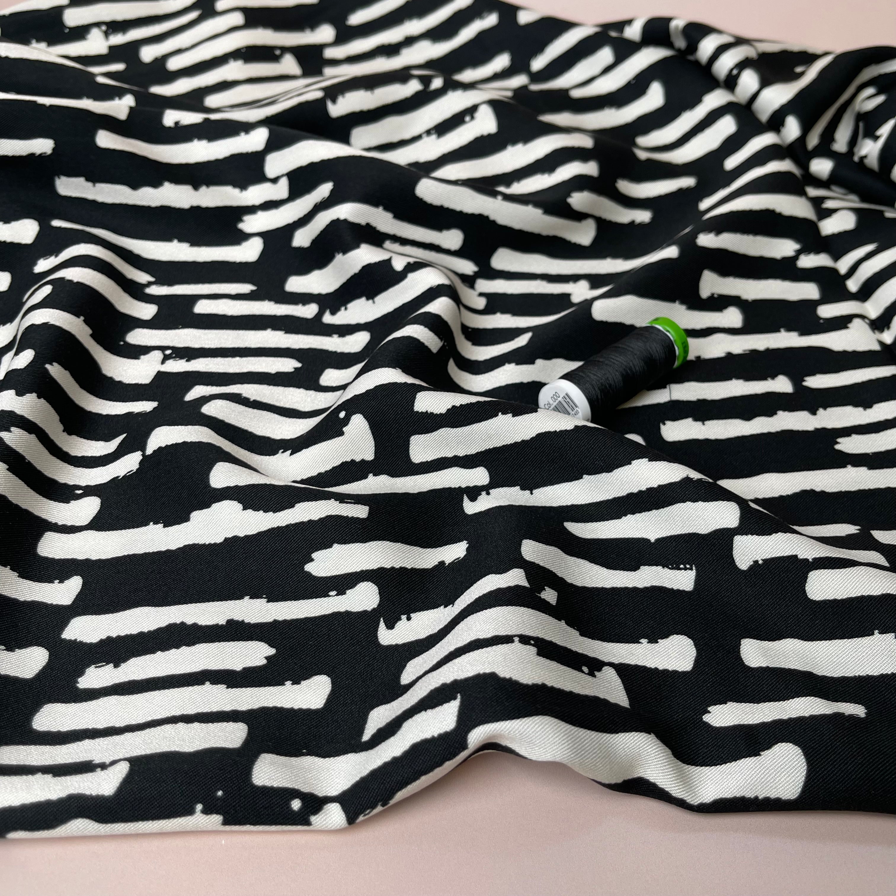 Light & Lush - Monochrome Bricks Viscose Twill Fabric