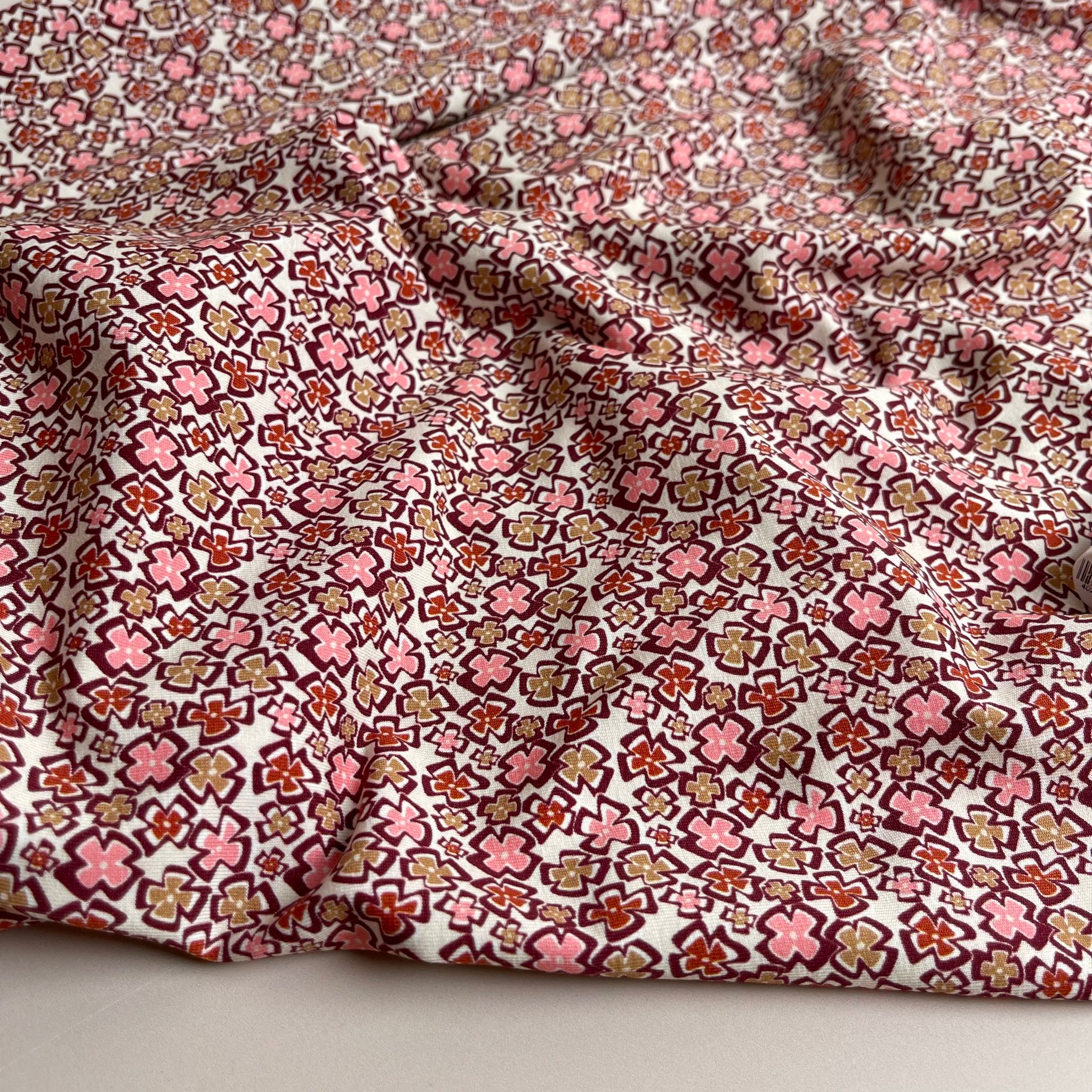REMNANT 1.58 Metres - Danish Design - Pink Ditsy Floral Cotton Jersey Fabric