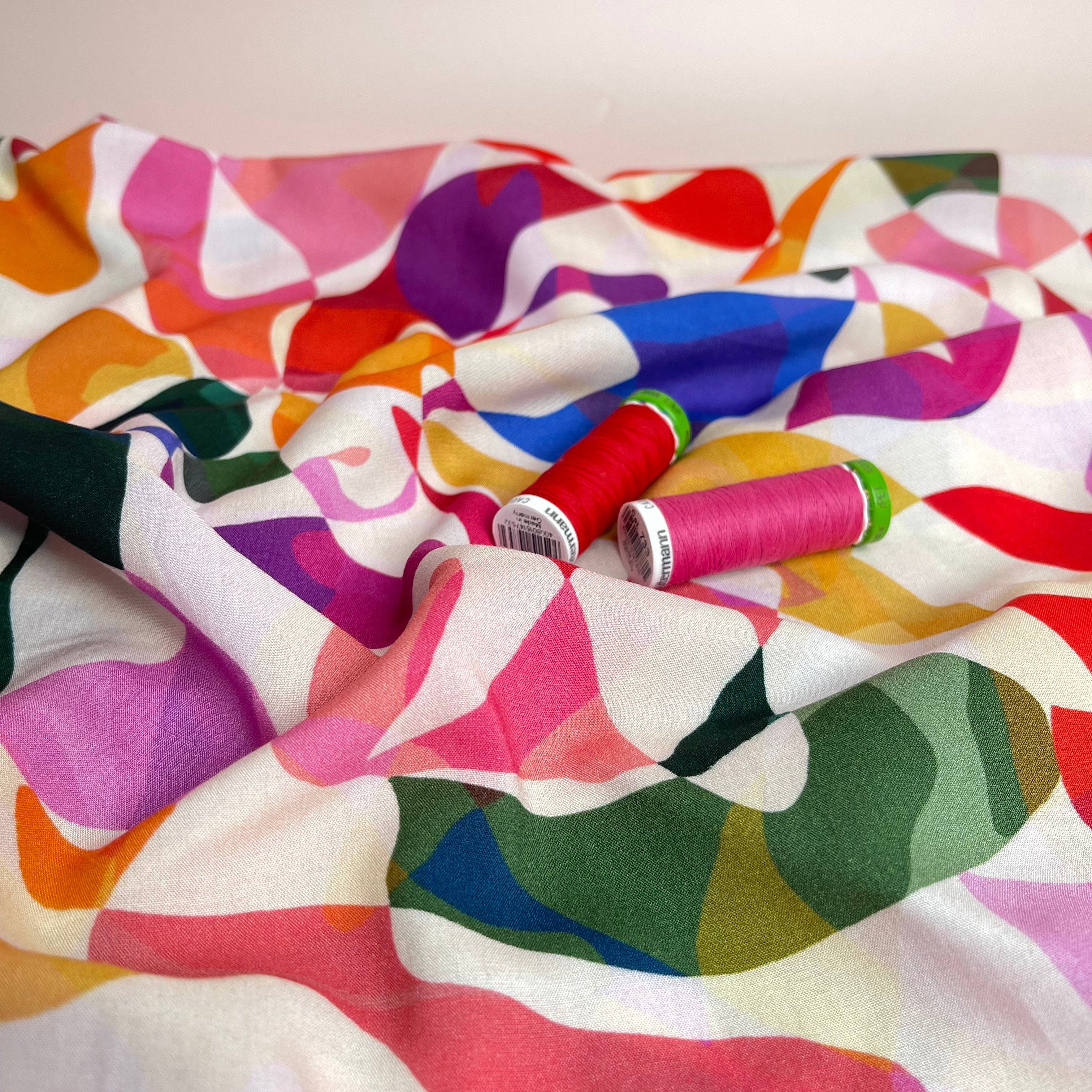 Summer Party - Rainbow Leaves Spring Viscose Fabric