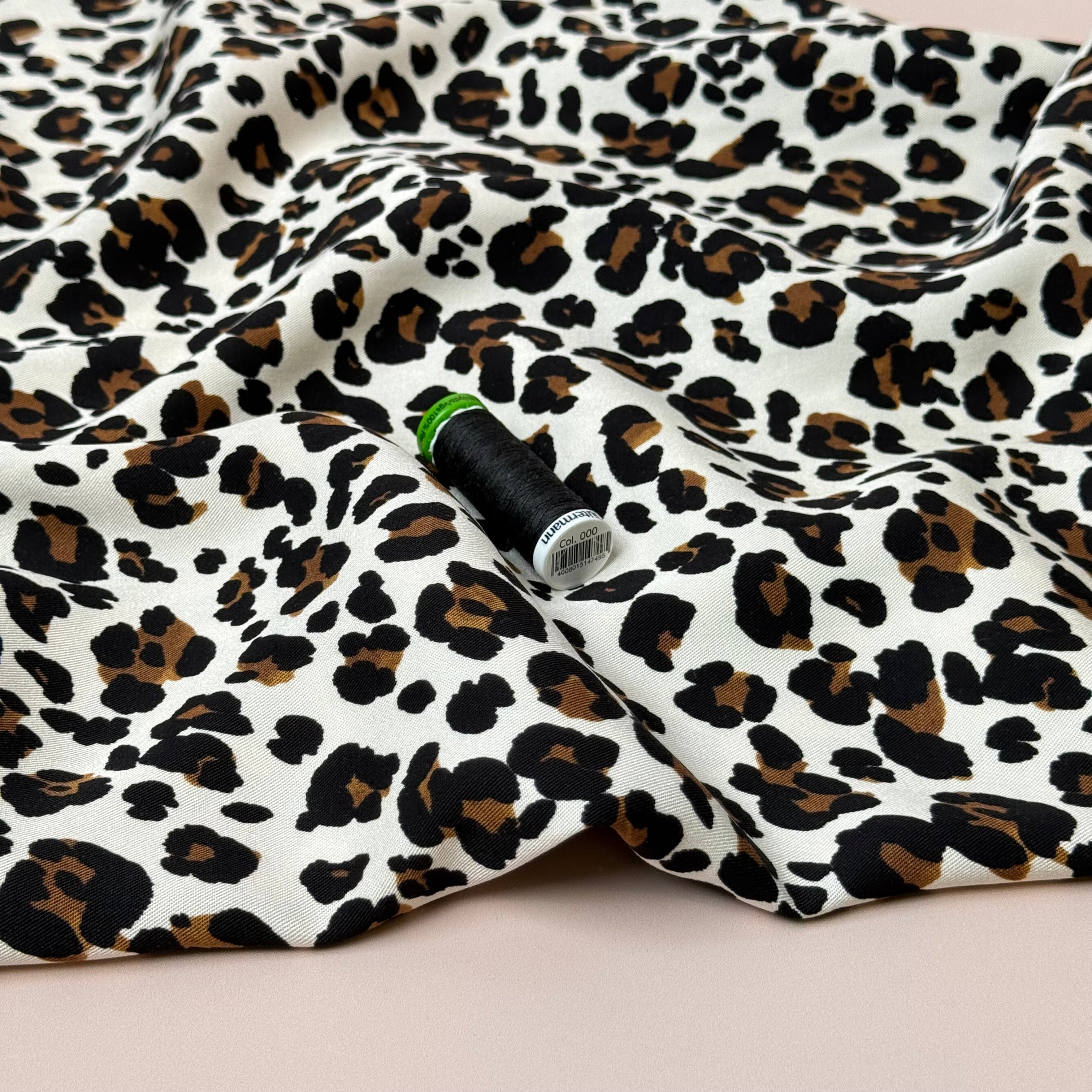Leopard Off-White Viscose Twill