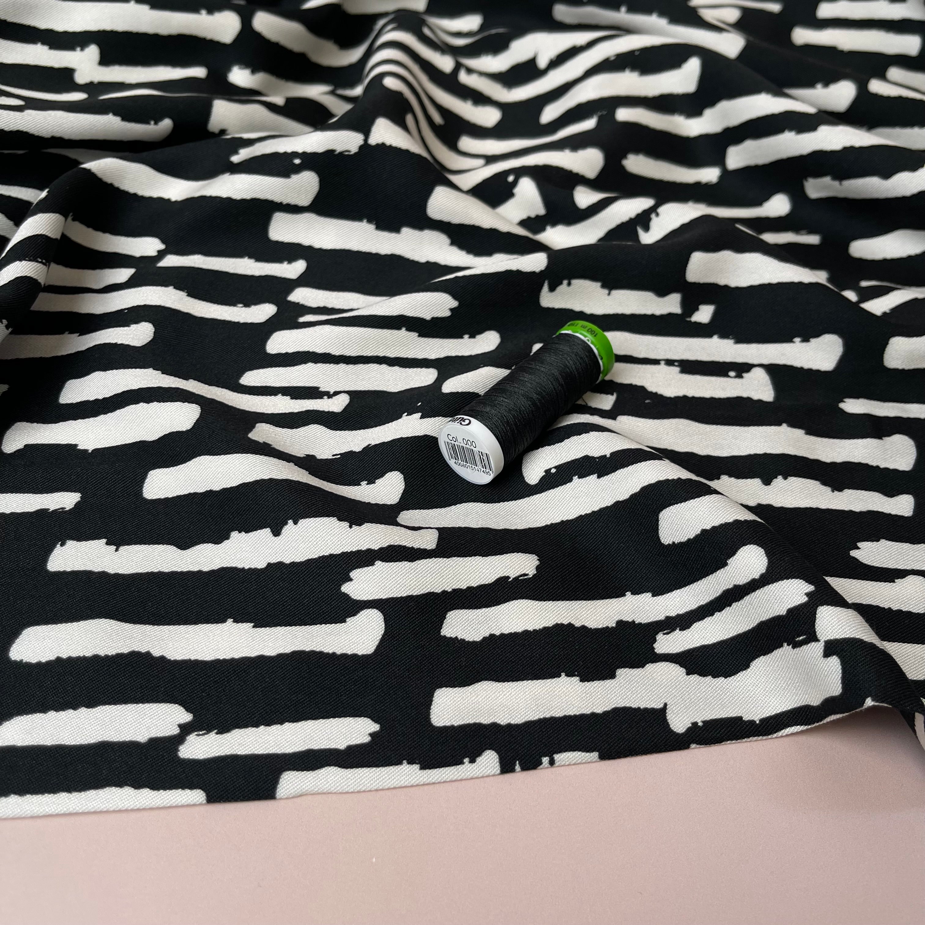 Light & Lush - Monochrome Bricks Viscose Twill Fabric