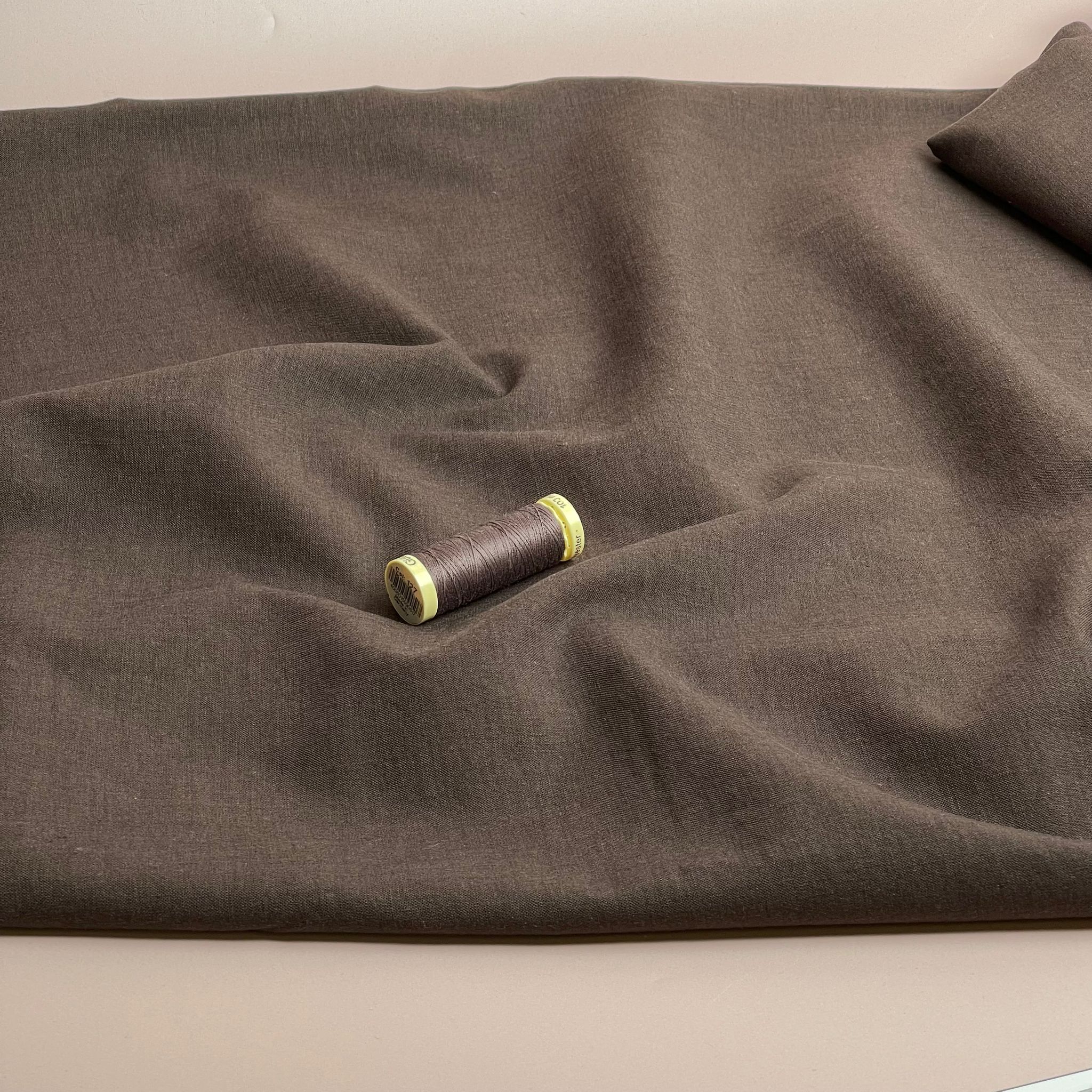 REMNANT 0.64 Metre - Sorona Linen in Brown - New Eco Linen Blend Fabric