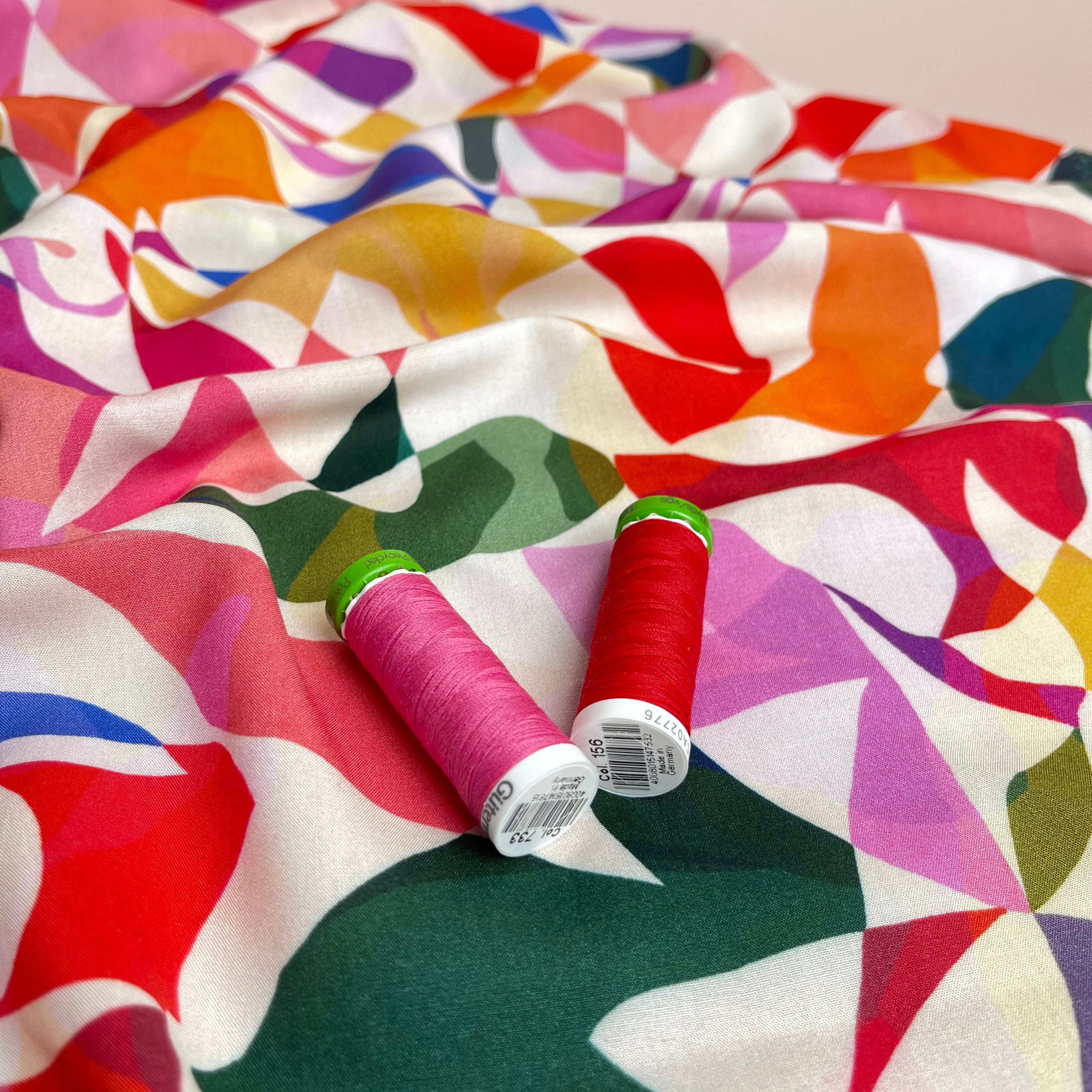 Summer Party - Rainbow Leaves Spring Viscose Fabric