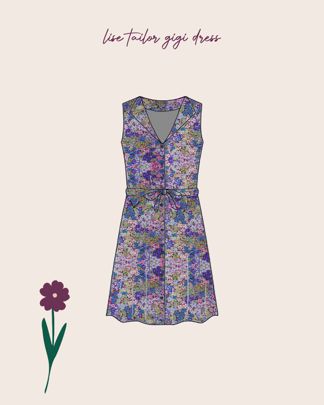 Ditsy Lilac Field Viscose Fabric with LENZING™ ECOVERO™ Fibres