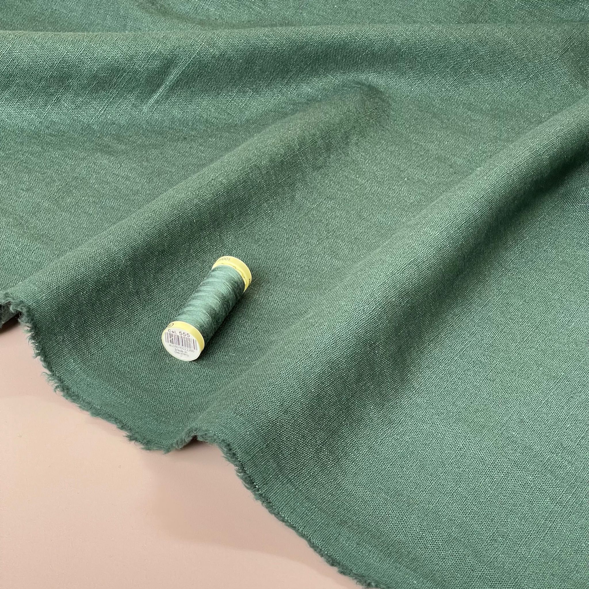 REMNANT 0.95 Metre - Breeze Forest Green - Enzyme Washed Linen Cotton Fabric