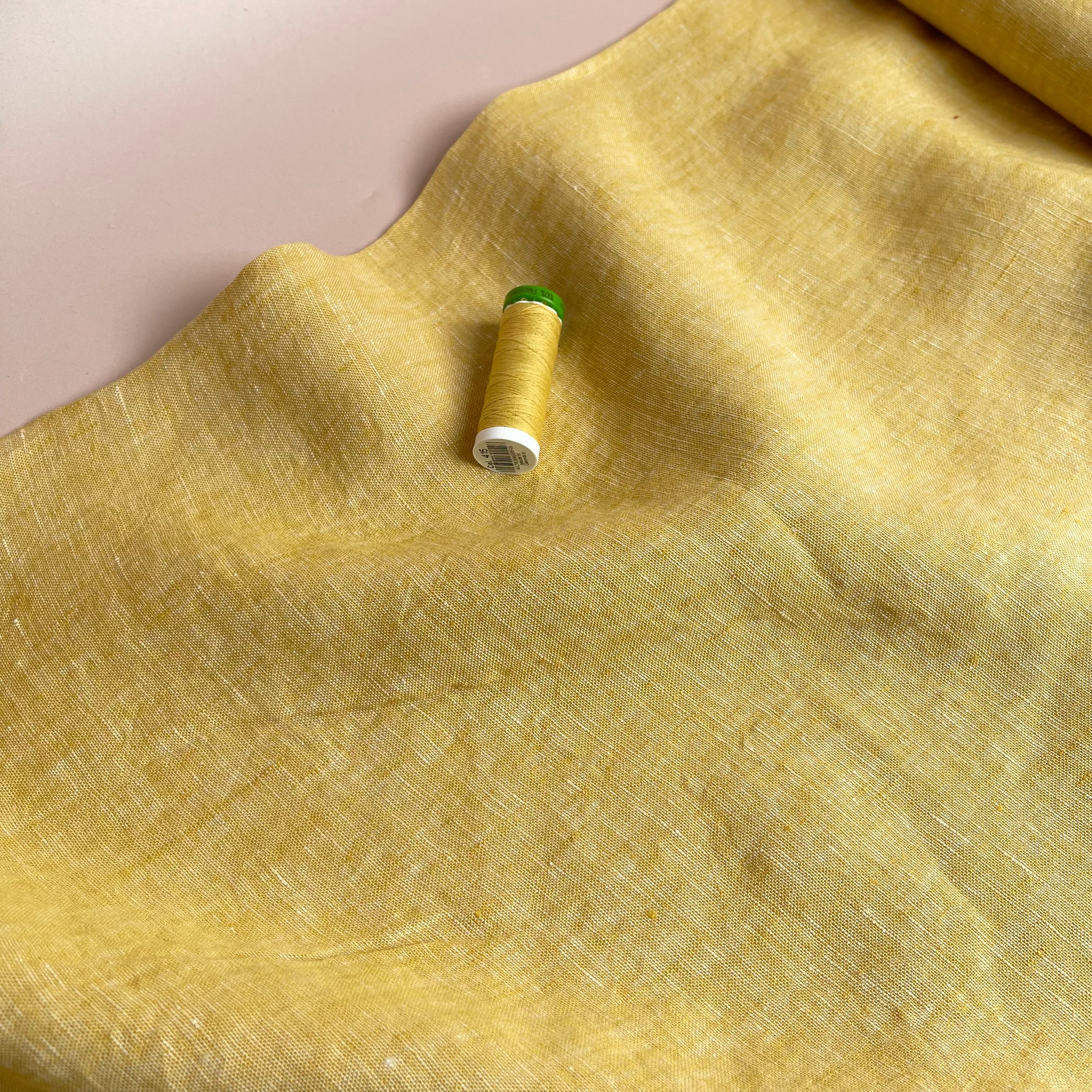 Yarn Dyed Pure Linen Fabric in Yellow