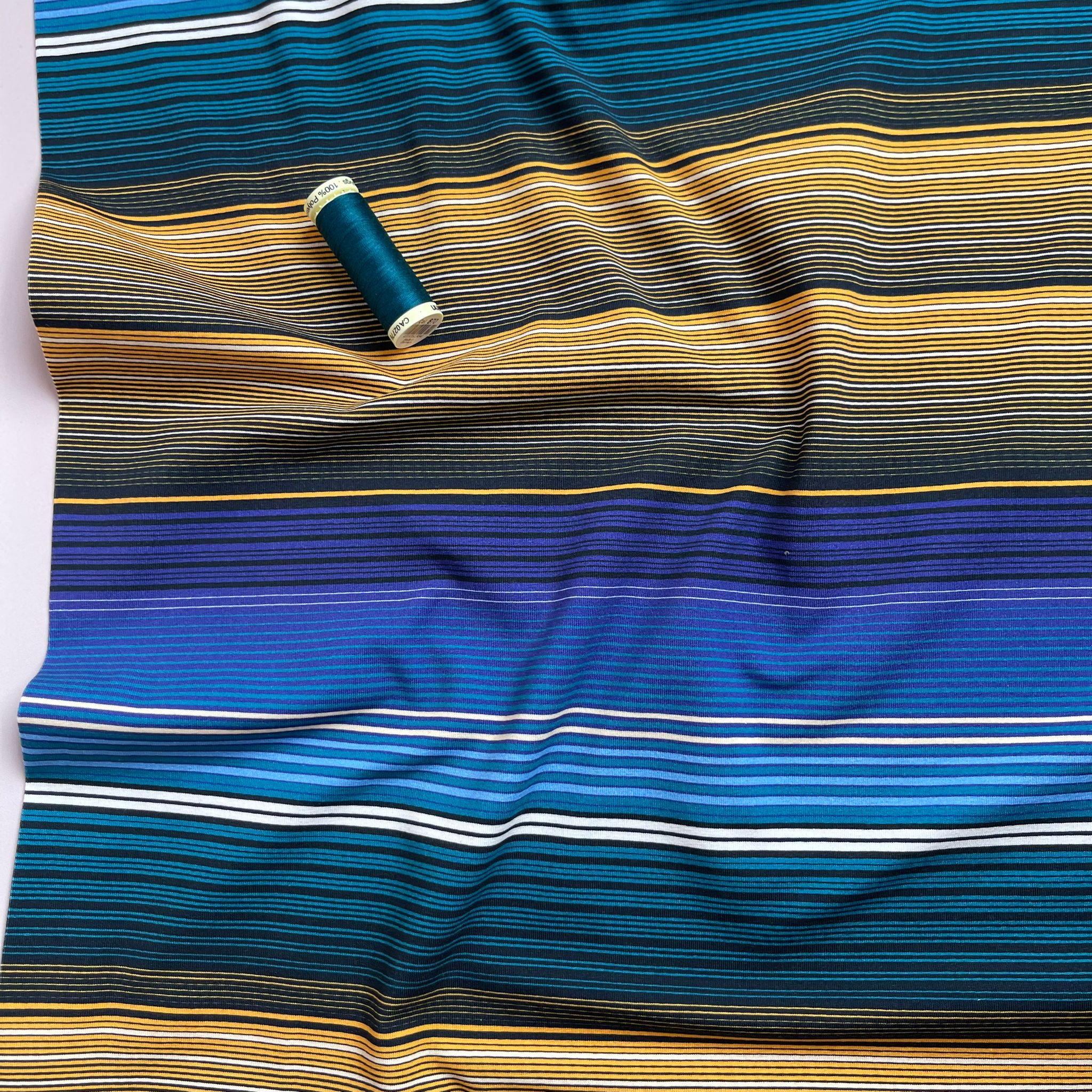 REMNANT 0.38 Metre - Danish Design - Ocean Stripes Cotton Jersey Fabric