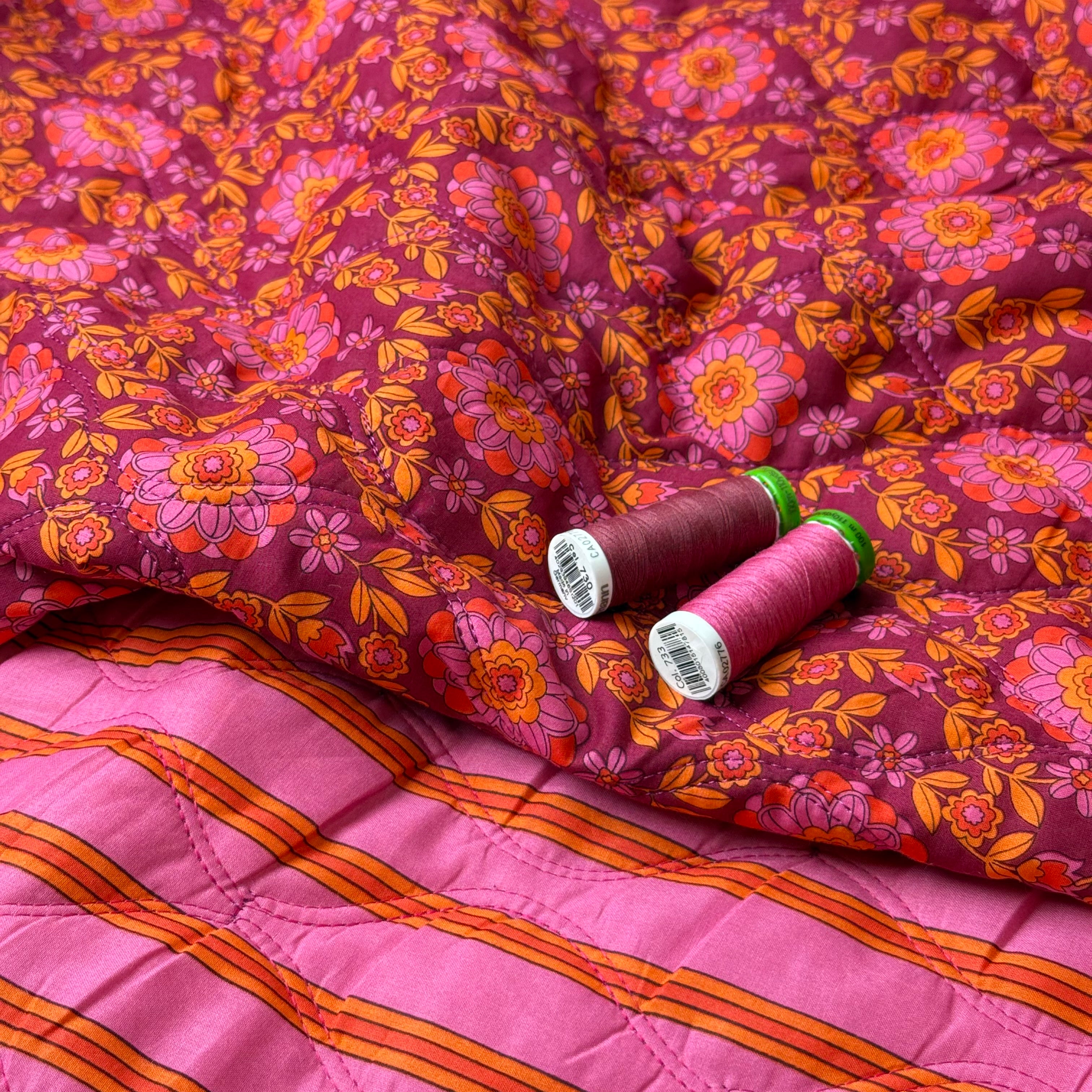 Kaleidoscope Flower Sangria Quilted Cotton Fabric