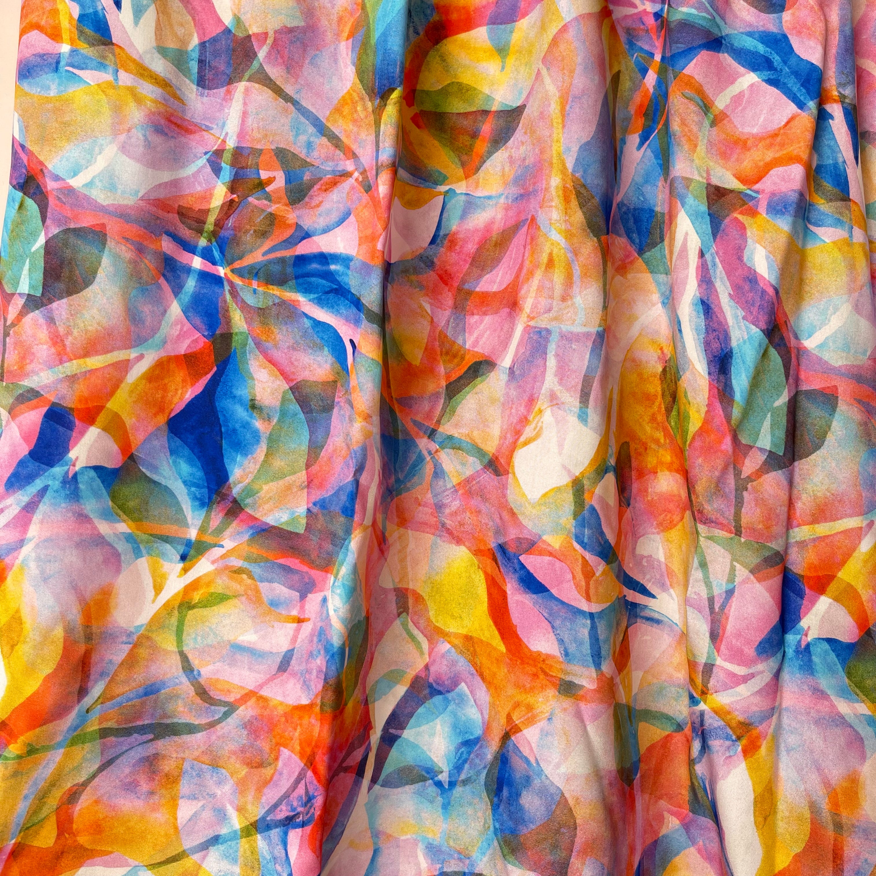 Summer Party - Painted Foliage Sunrise Original Viscose Fabric