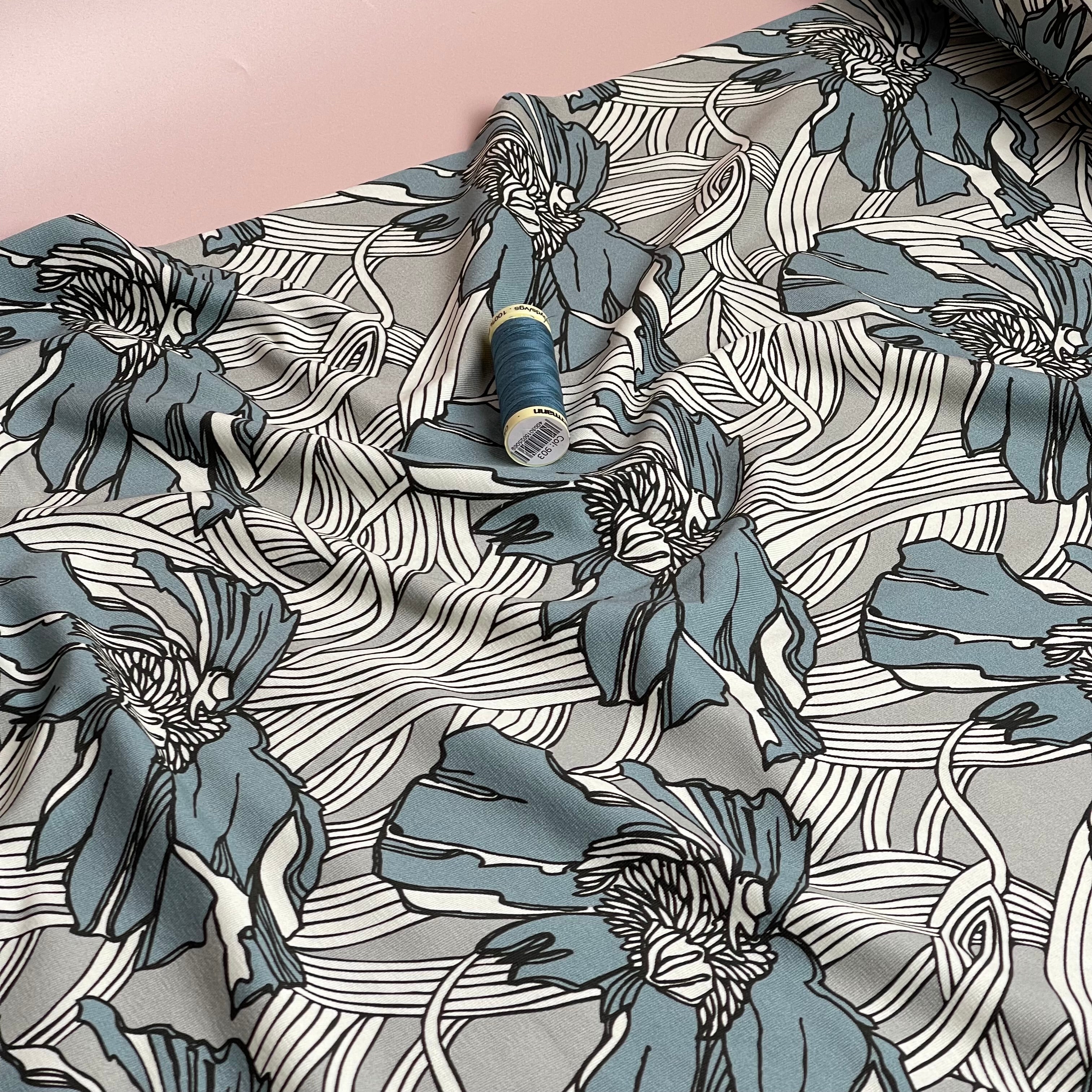Danish Design - Bold Linear Flower Cotton Jersey