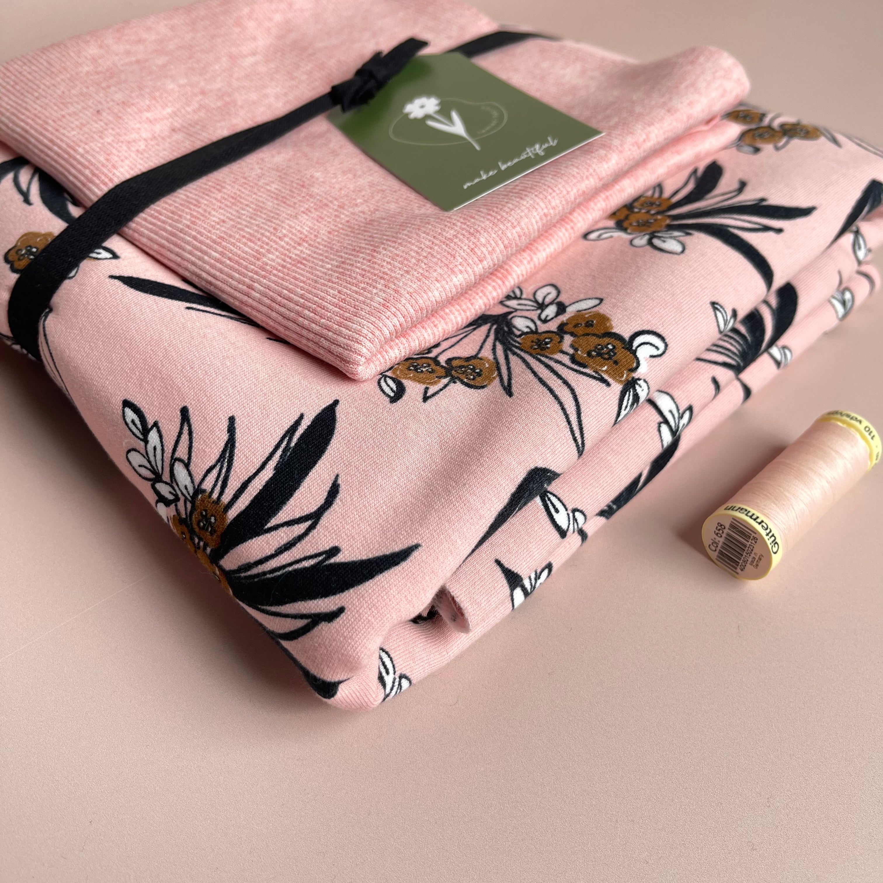 Colour Bundles - Flower Stalks Cotton French Terry and Ribbing Fabrics