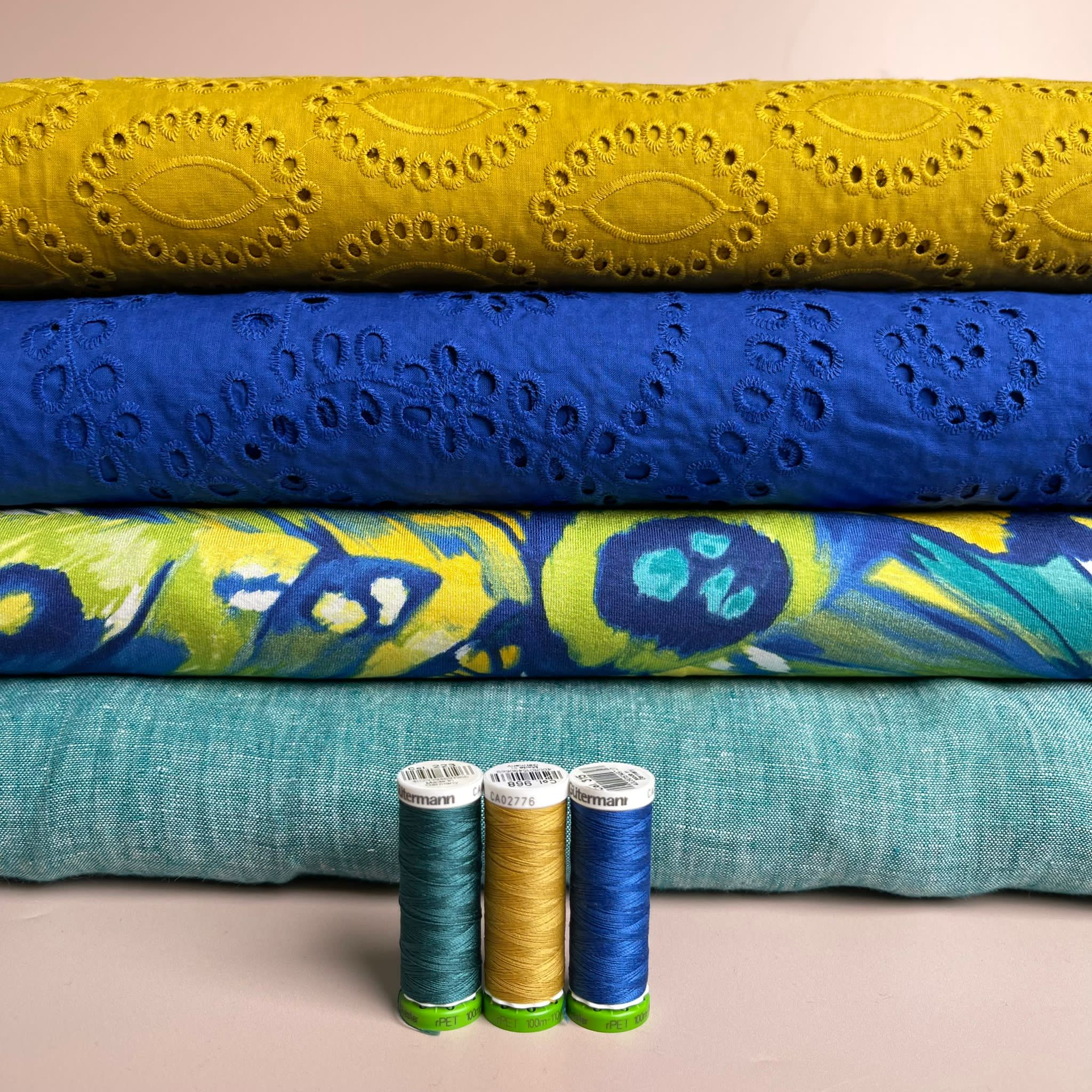 Petrol Yarn Dyed Pure Linen Fabric