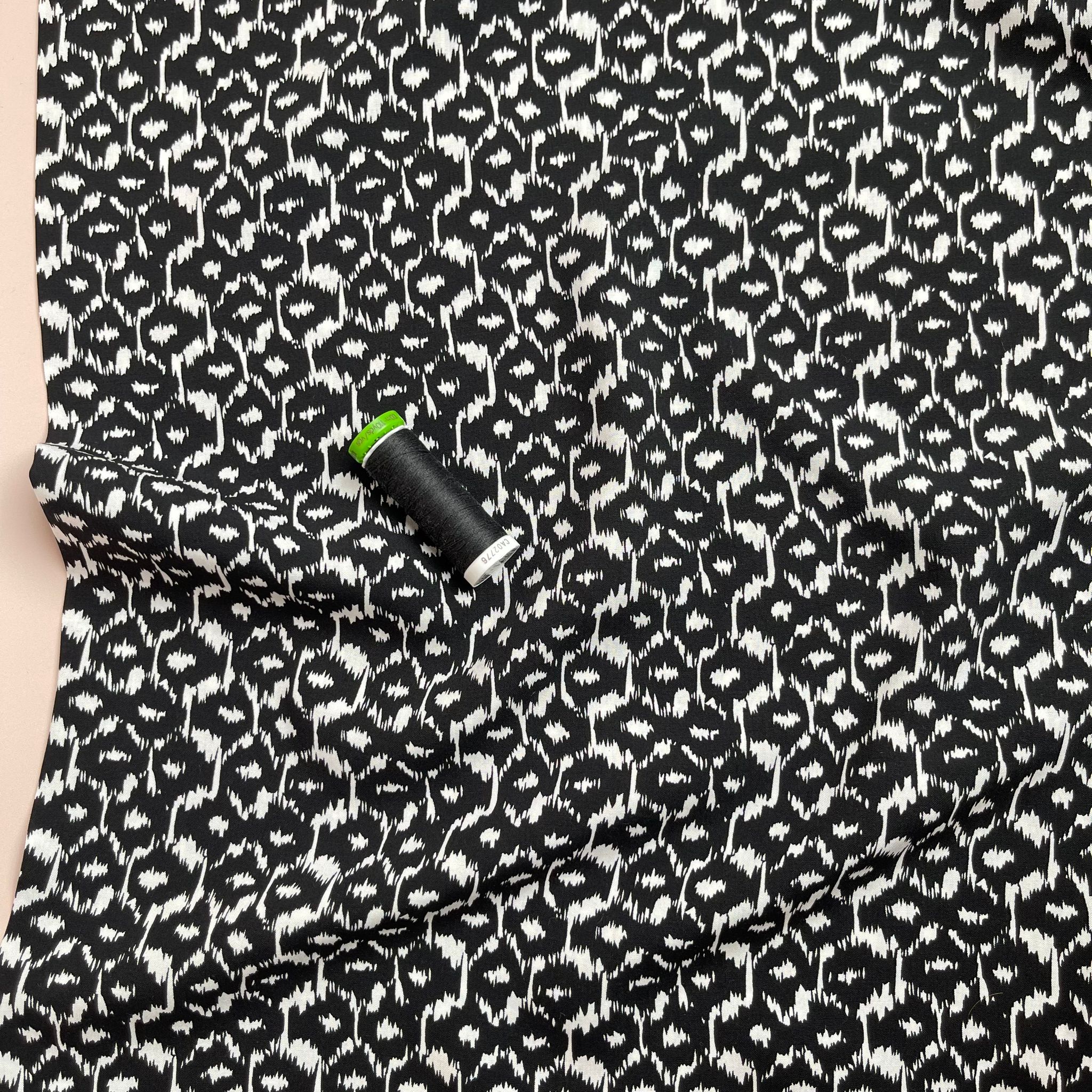 REMNANT 1.5 Metres - Black Honeycomb Viscose Fabric