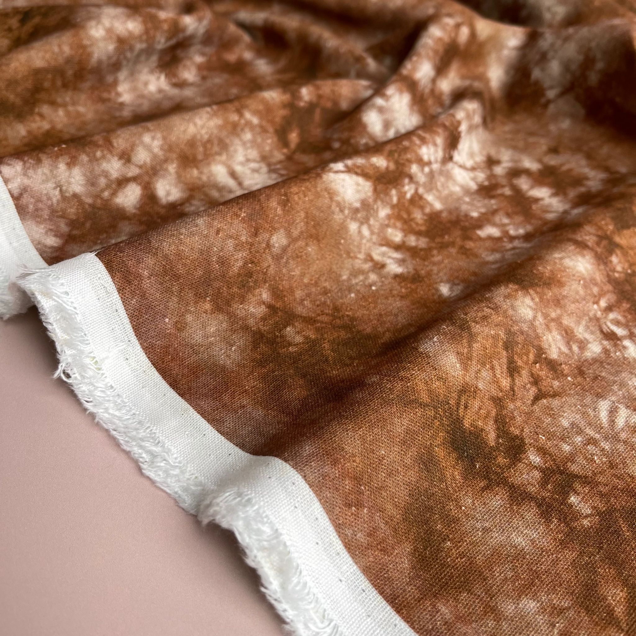 Tie Dye Rich Brown Linen Viscose Blend Fabric