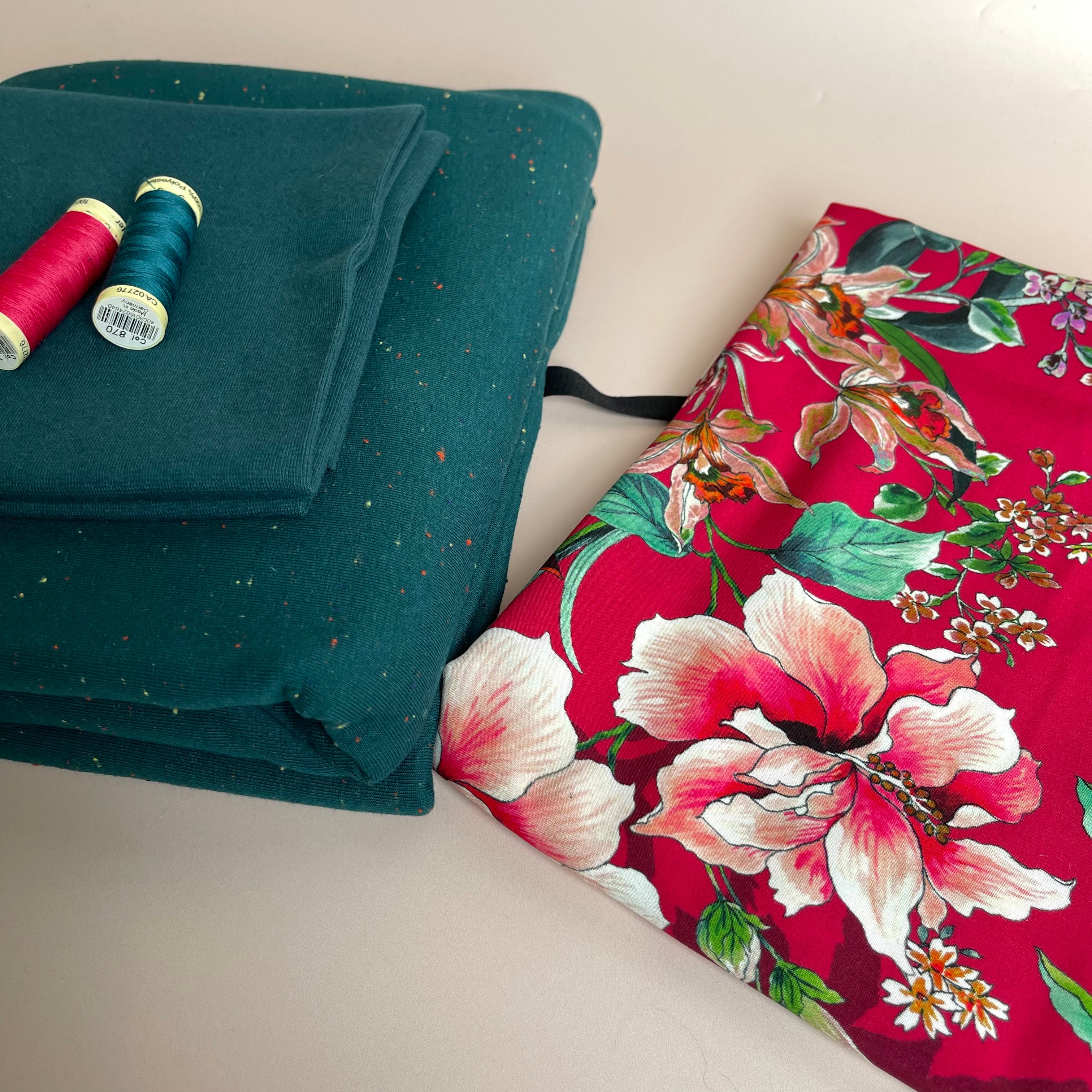Make an Outfit Colour Bundle - Watercolour Tropics Viscose & Cosy Colours Sweat-shirting
