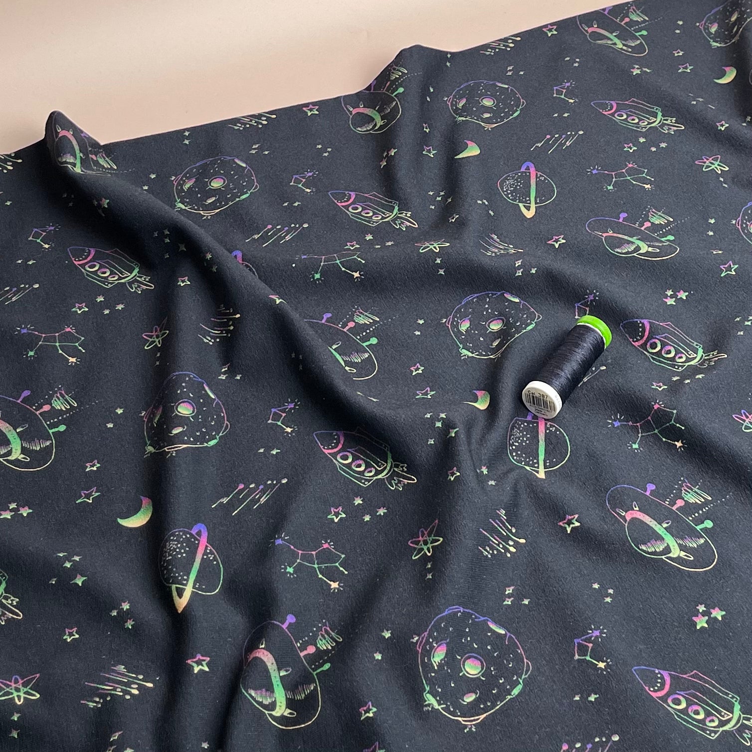 Space Dark Navy Cotton French Terry