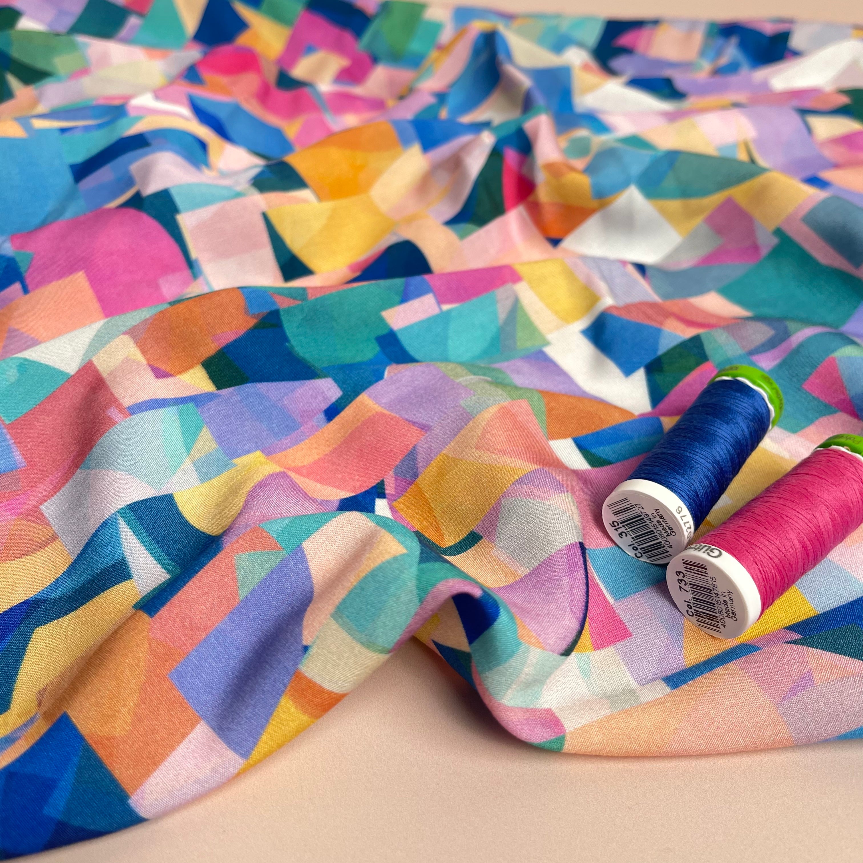 Summer Party - Seaglass Blue Viscose Fabric