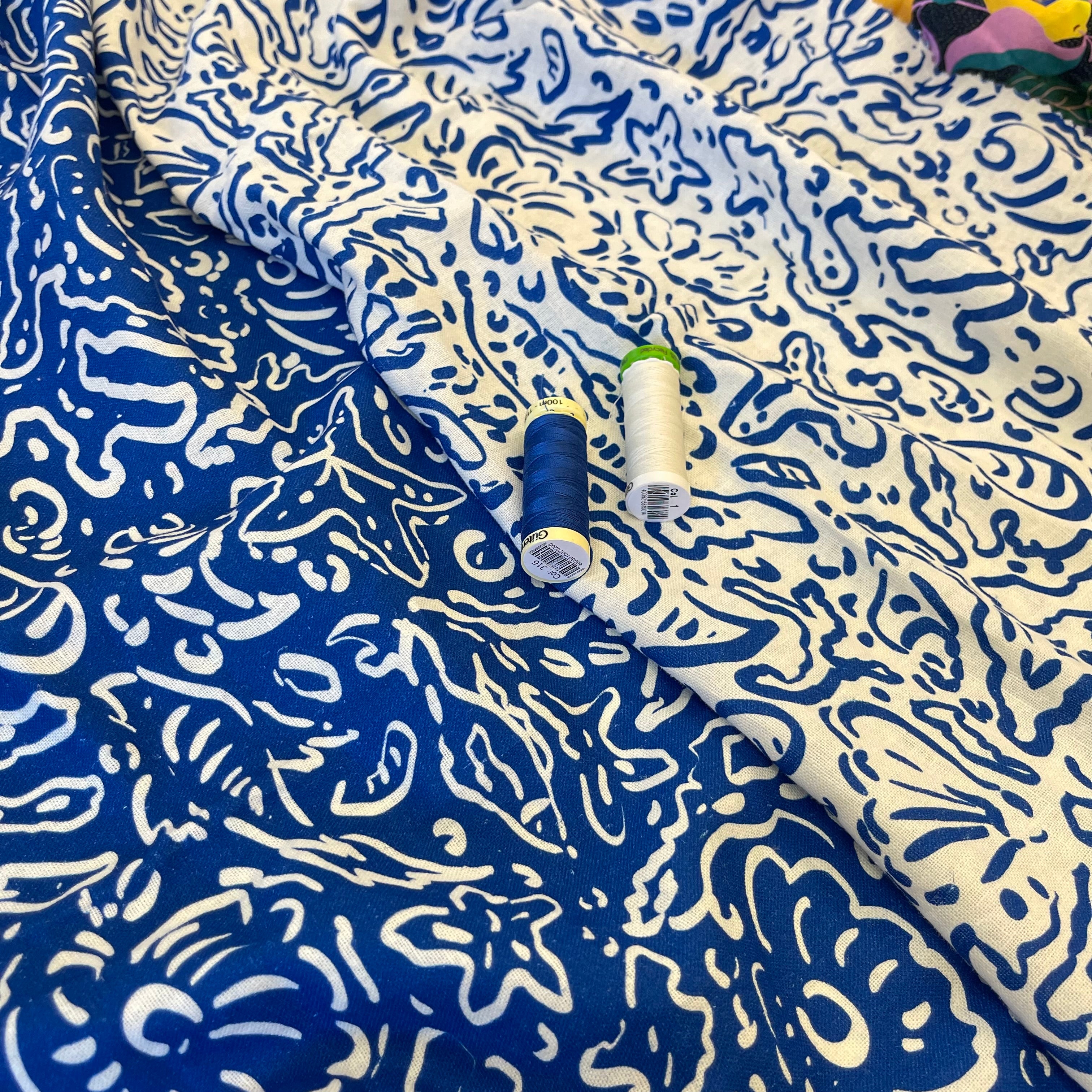 Adventure - Sealife Off-White Linen Viscose Blend Fabric